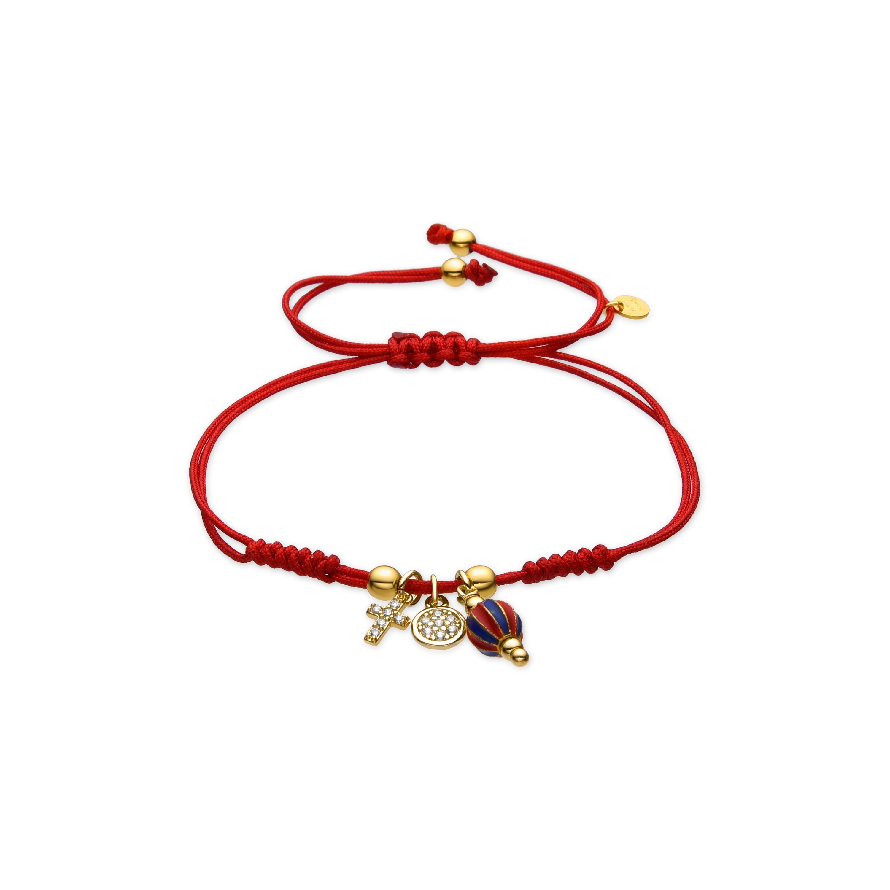 925 Sterling Silver and Red Lacquer Bracelet with 18k Yellow Gold Finish - Towi