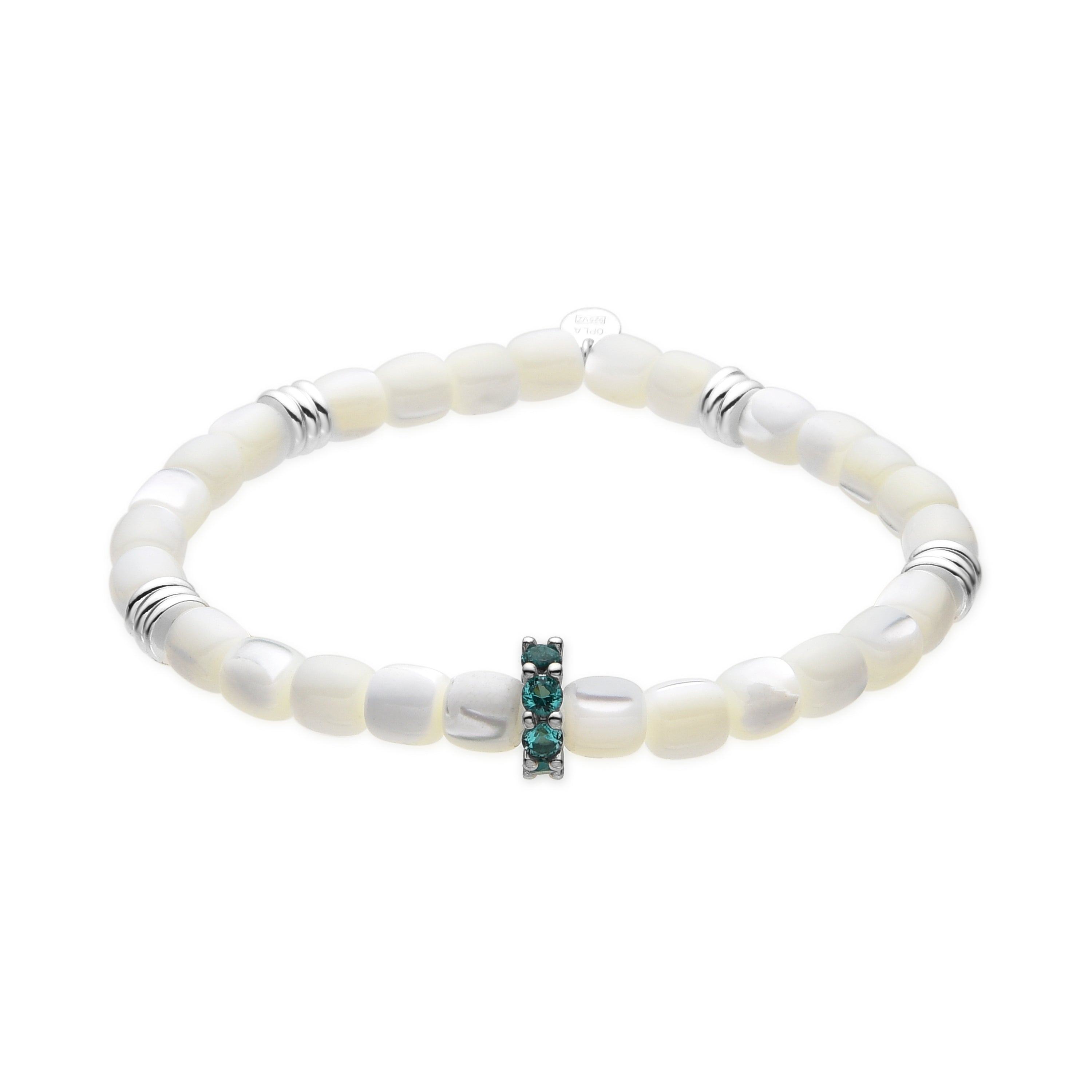 Pulseira de Prata de Lei 925 e Madrepérola Branca com acabamento em ródio - Fyro