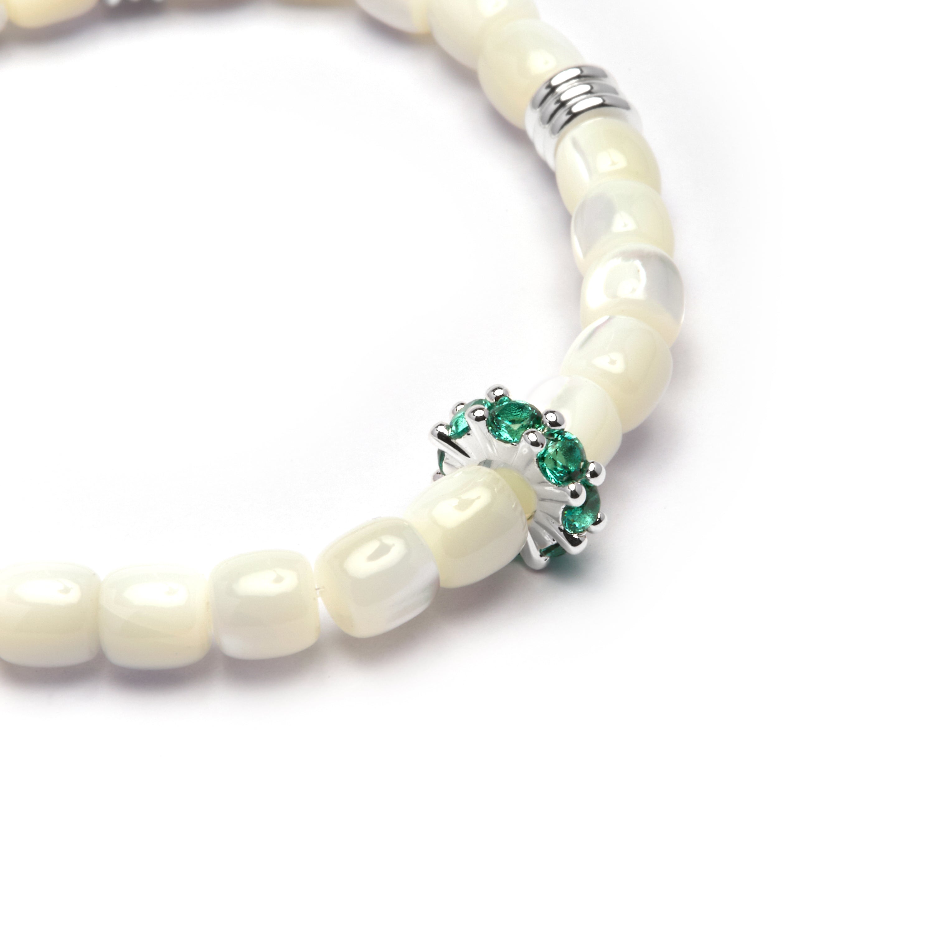 Pulseira de Prata de Lei 925 e Madrepérola Branca com acabamento em ródio - Fyro