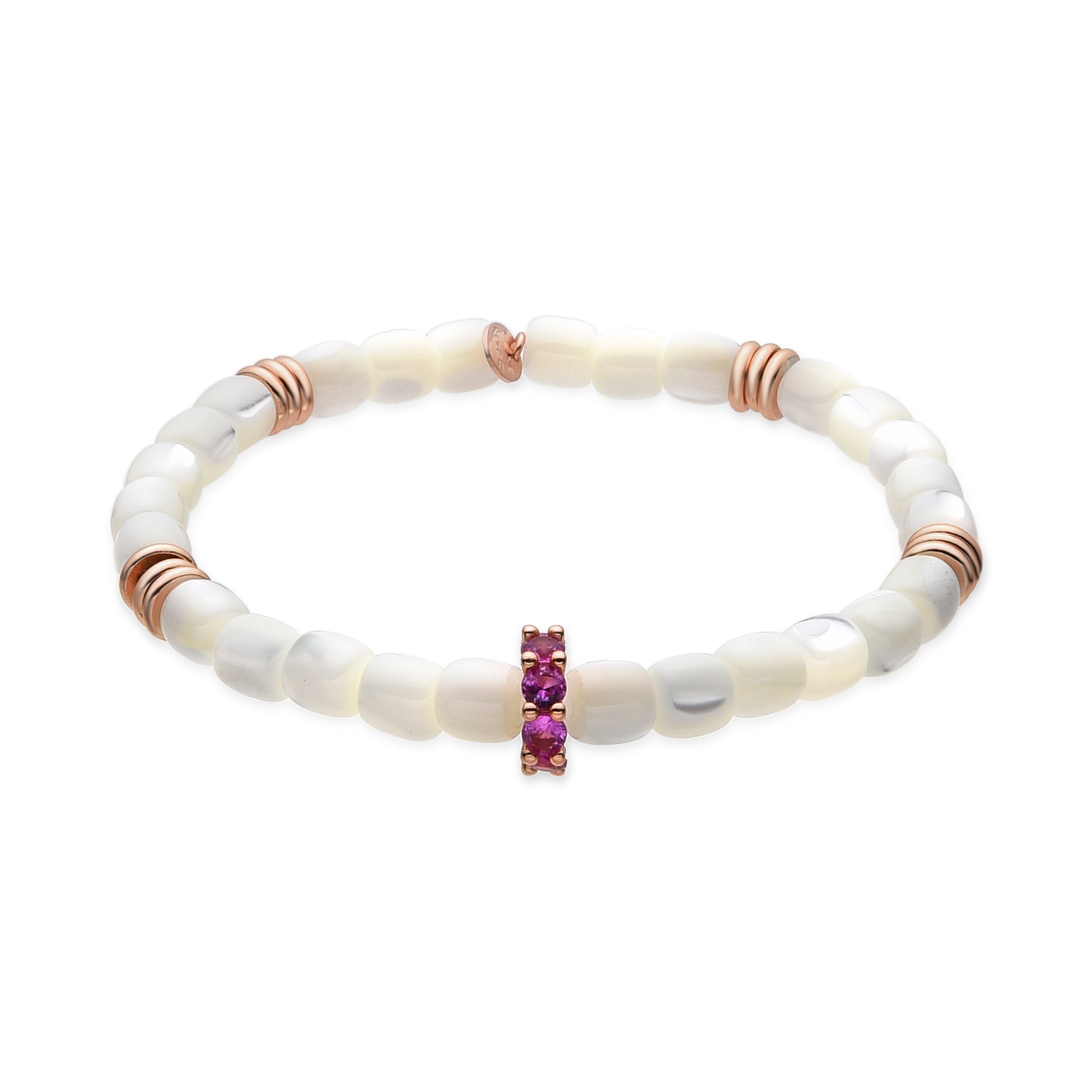 925 Sterling Silver and White Mother of Pearl Bracelet with 18k Yellow Gold Finish - Fyro