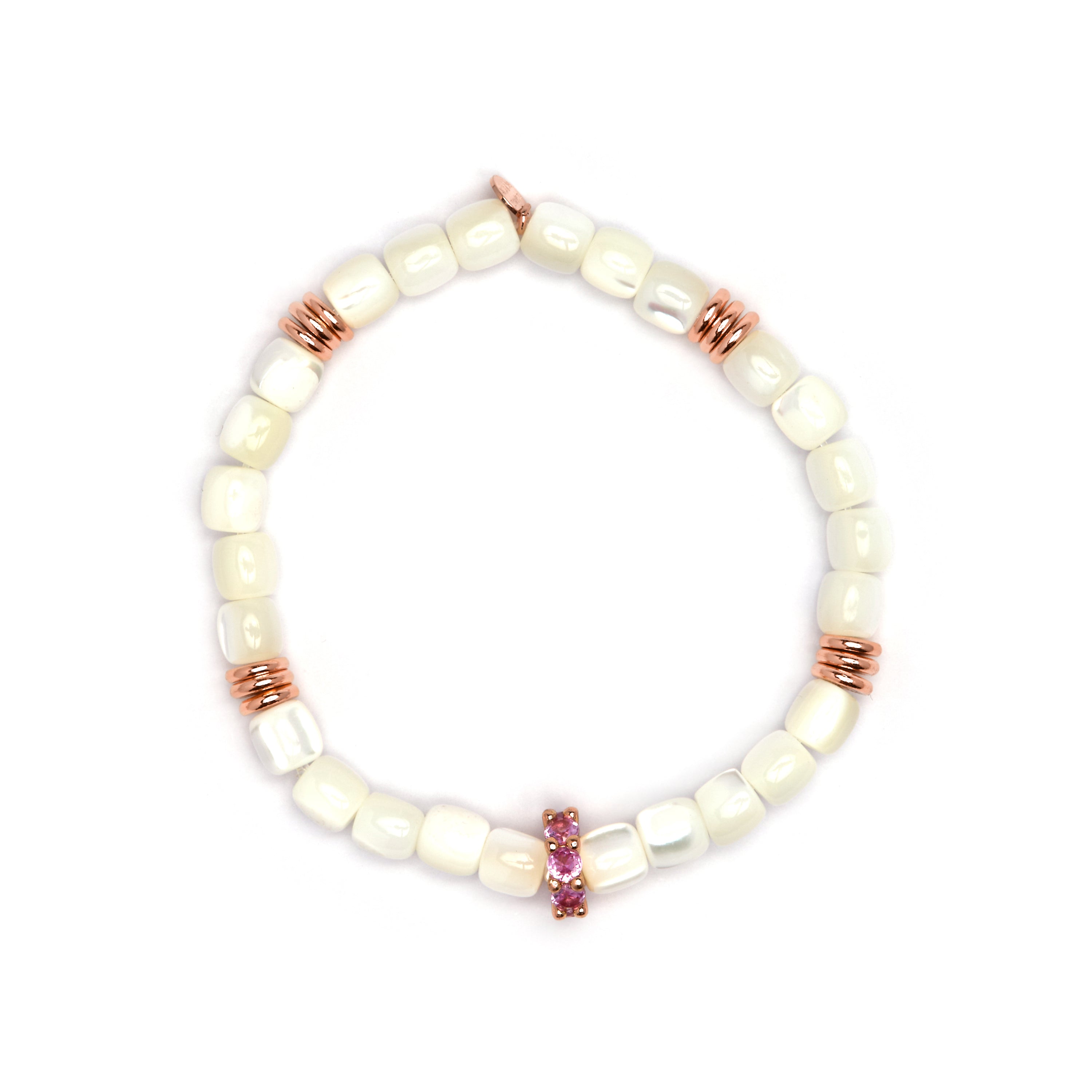 Pulsera de Plata de Ley 925 y Madreperla Blanca acabado oro amarillo de 18k - Fyro