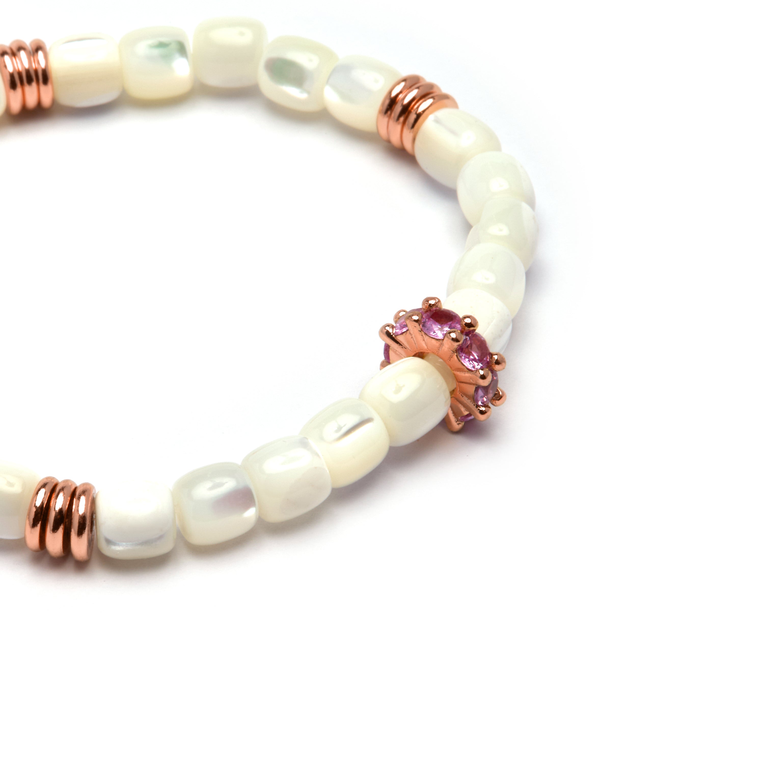 Pulsera de Plata de Ley 925 y Madreperla Blanca acabado oro amarillo de 18k - Fyro