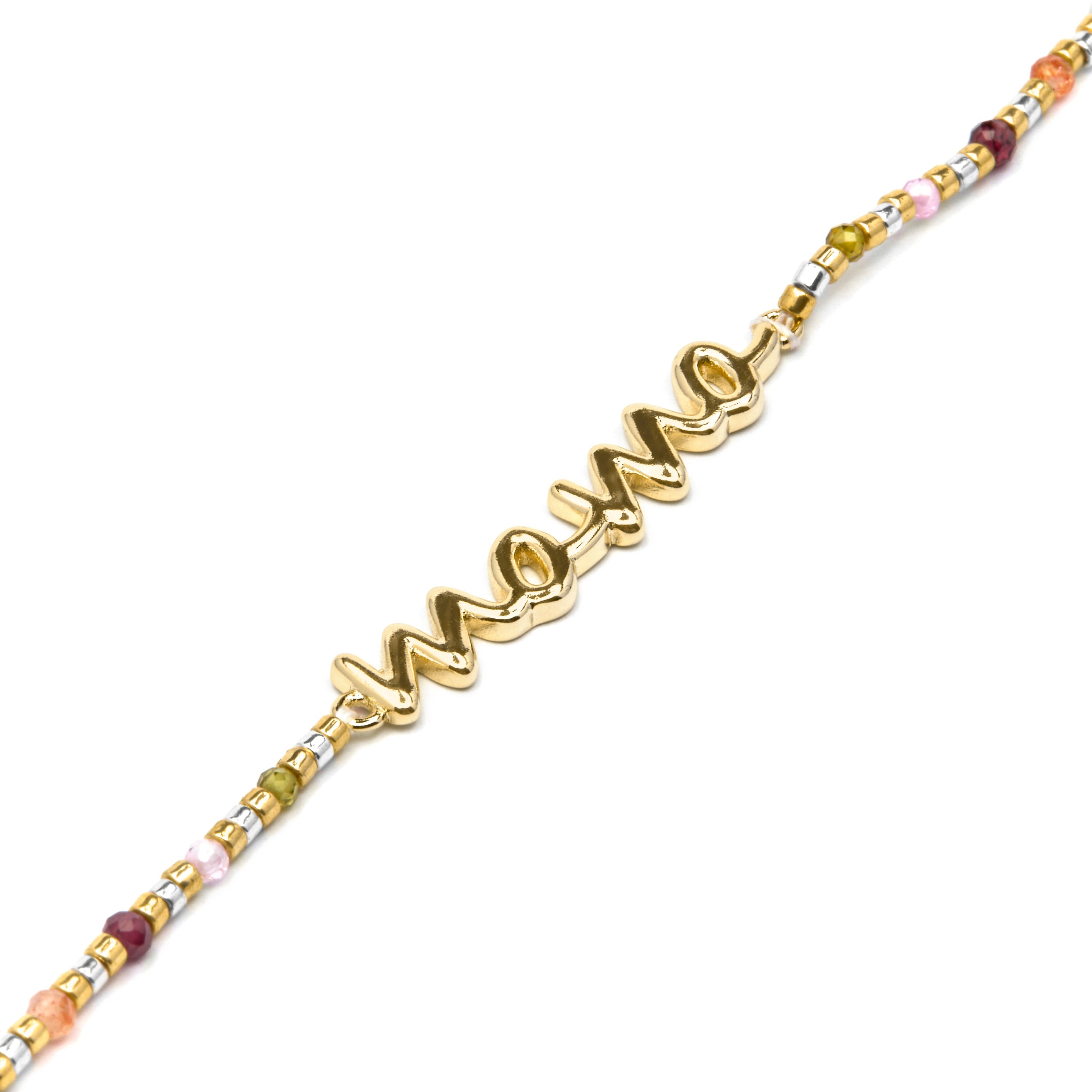 Pulsera de Plata de Ley 925 y Cristal Multicolor acabado oro amarillo de 18k - Mama