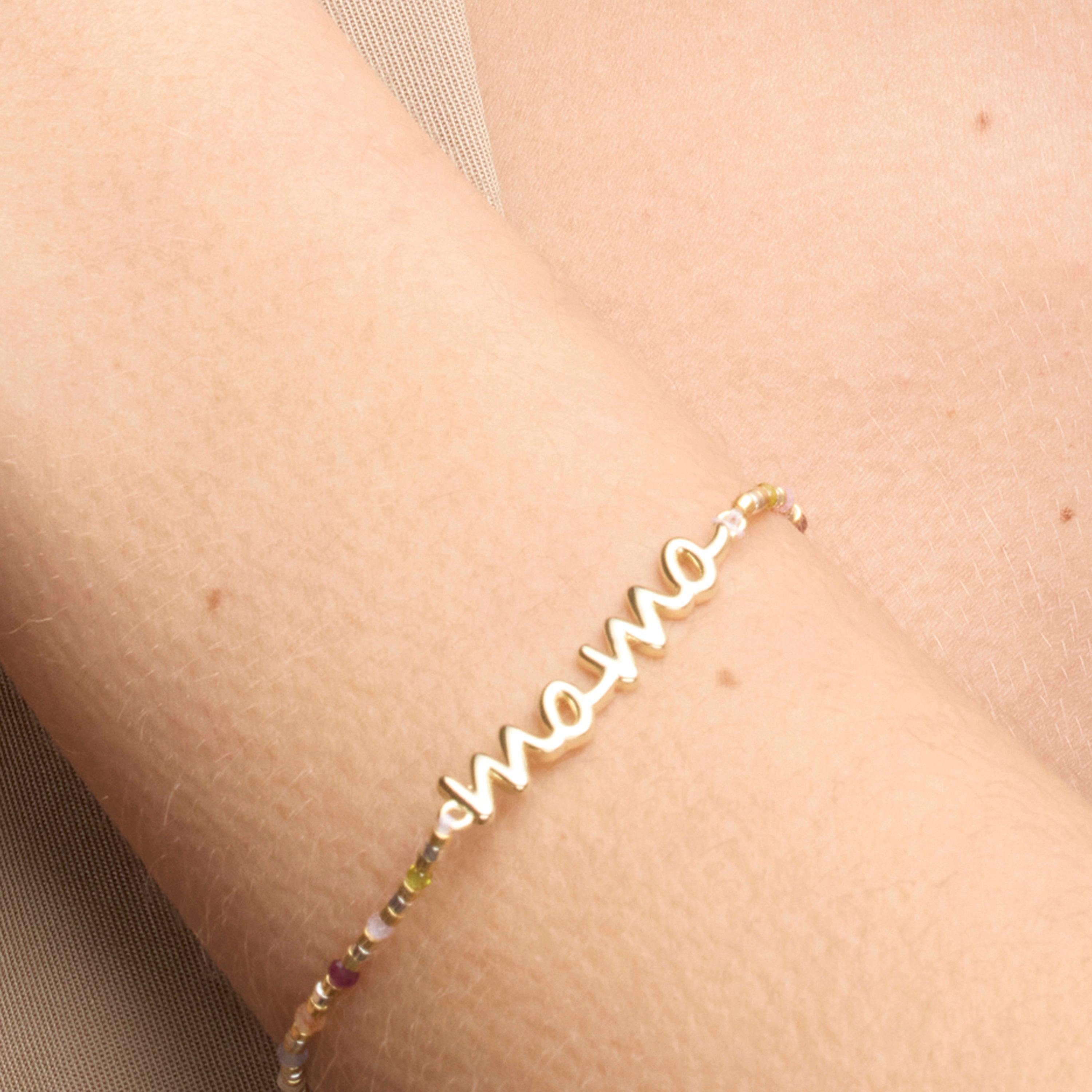 Pulsera de Plata de Ley 925 y Cristal Multicolor acabado oro amarillo de 18k - Mama