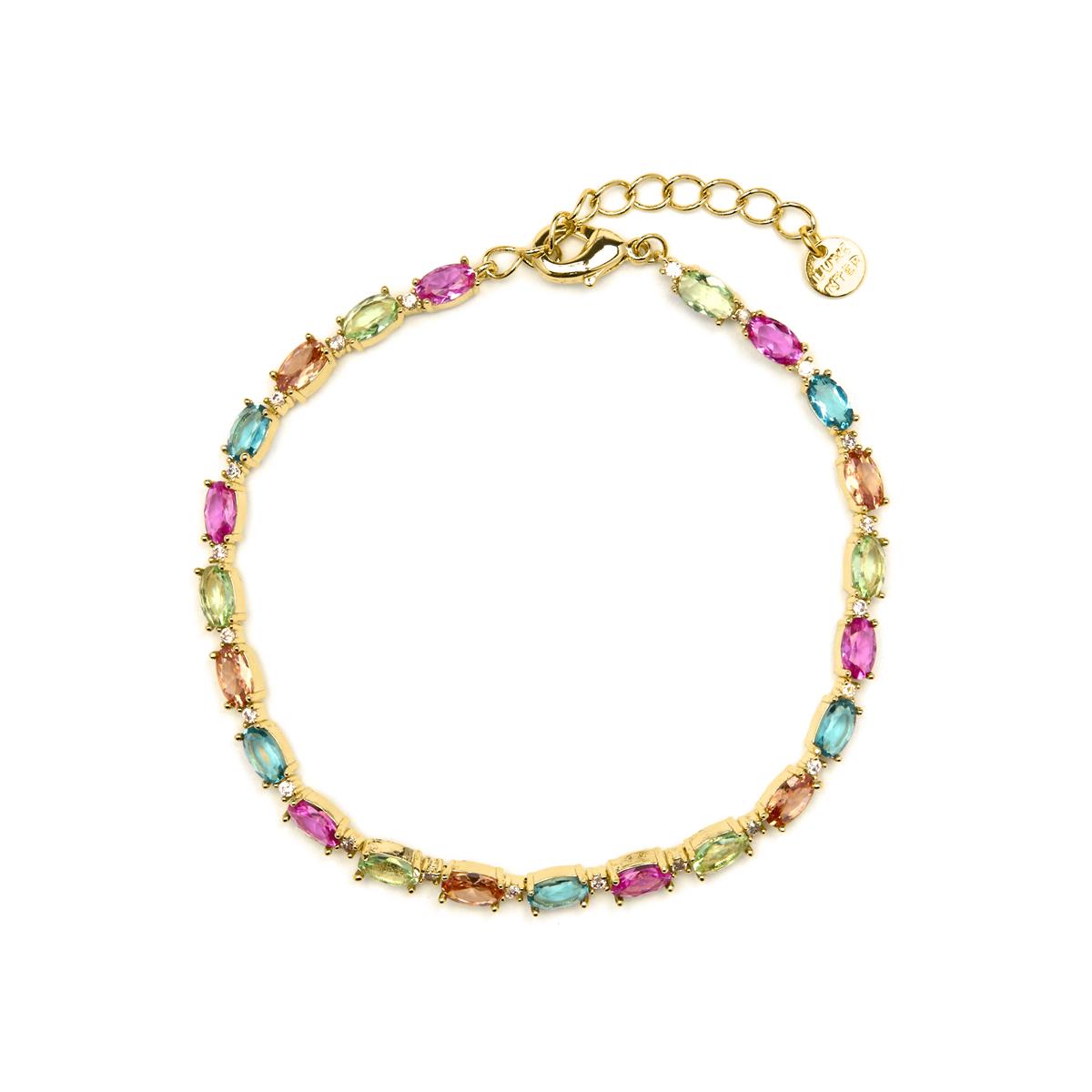 Multi-color Zircon Bracelet, 18k yellow gold plated - Nie