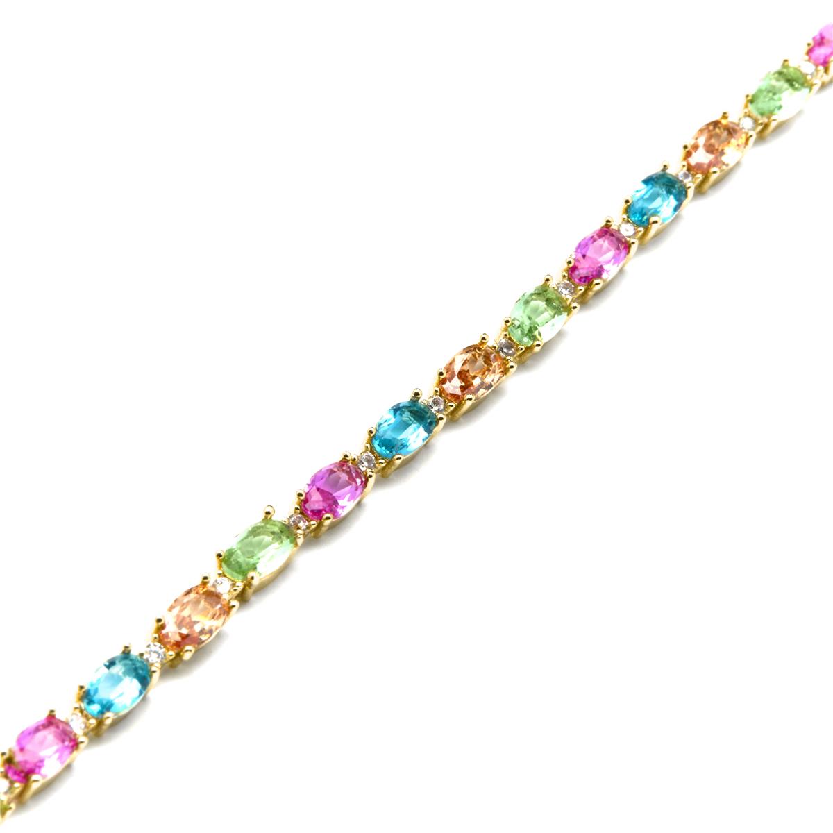 Multi-color Zircon Bracelet, 18k yellow gold plated - Nie