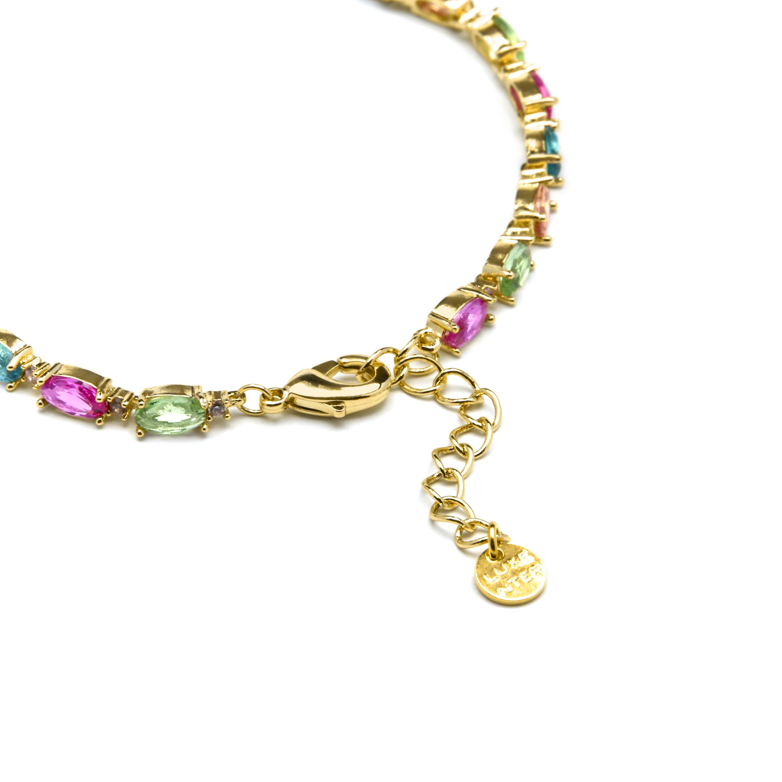 925 Sterling Silver and Multicolor Zirconia Bracelet, 18k Yellow Gold Finish - Nie