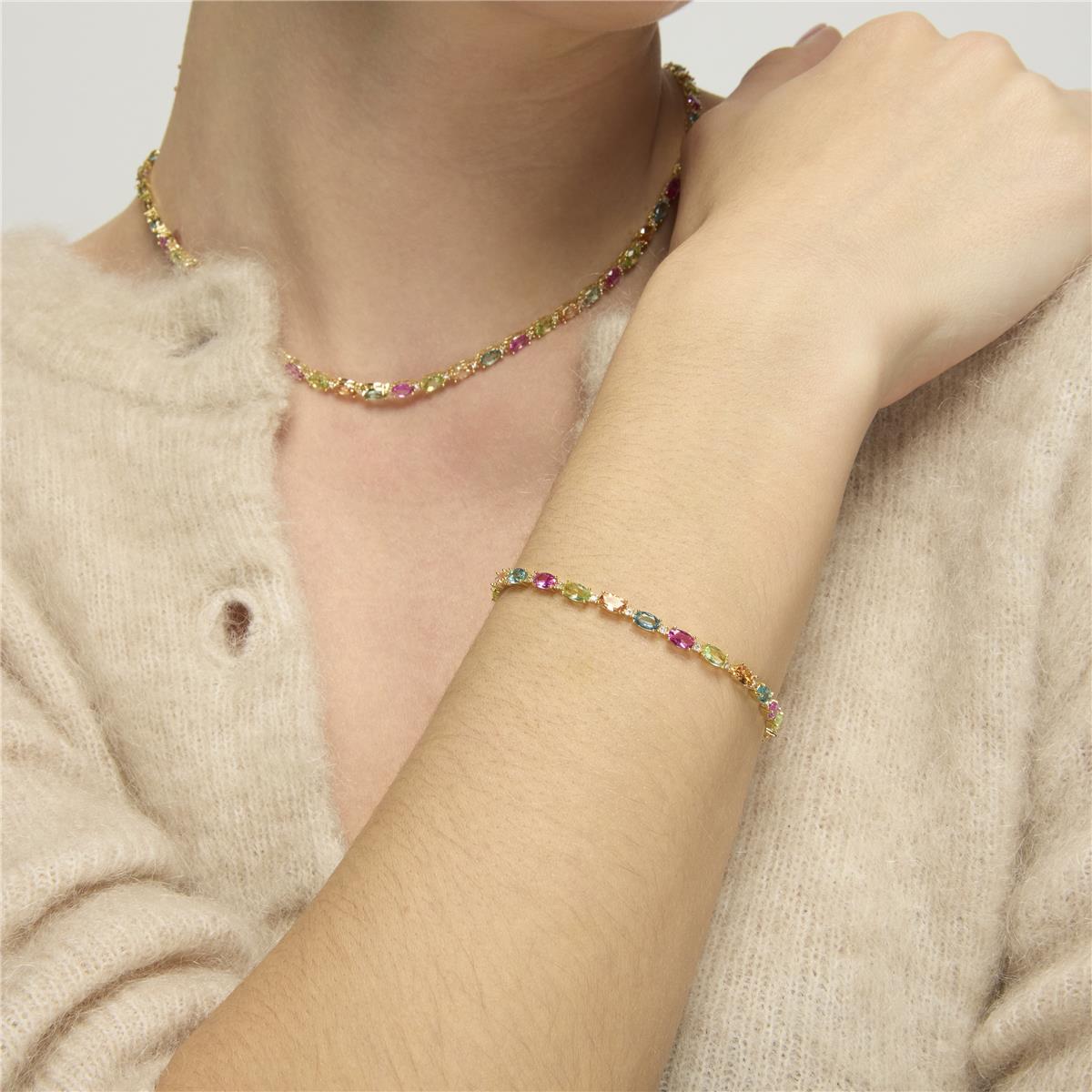 Multi-color Zircon Bracelet, 18k yellow gold plated - Nie