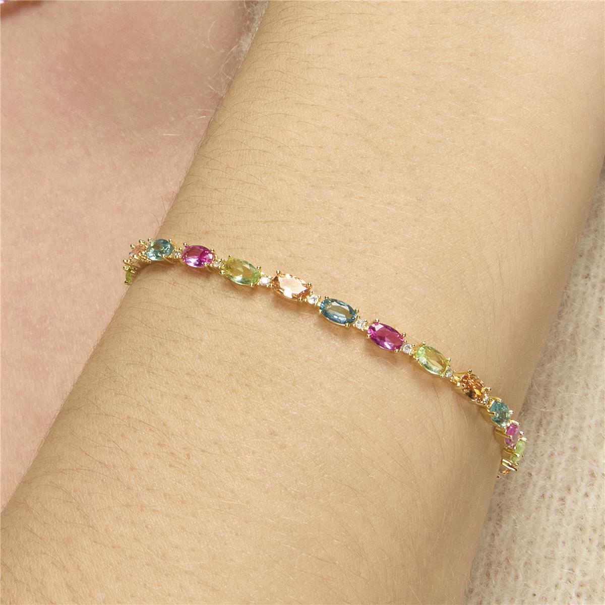 Multi-color Zircon Bracelet, 18k yellow gold plated - Nie