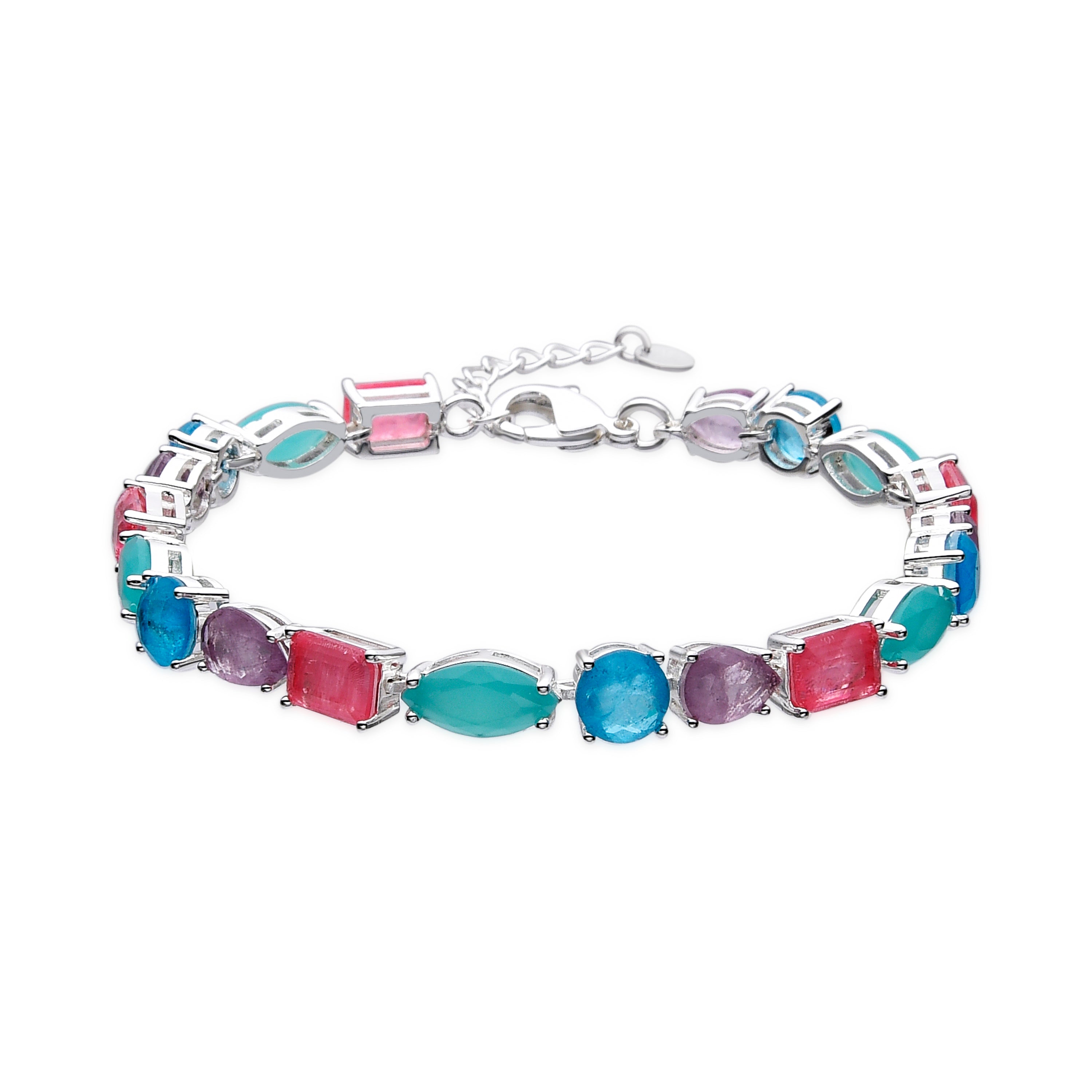 925 Sterling Silver and Multicolor Hydrothermal Quartz Bracelet with Rhodium Finish - Larec