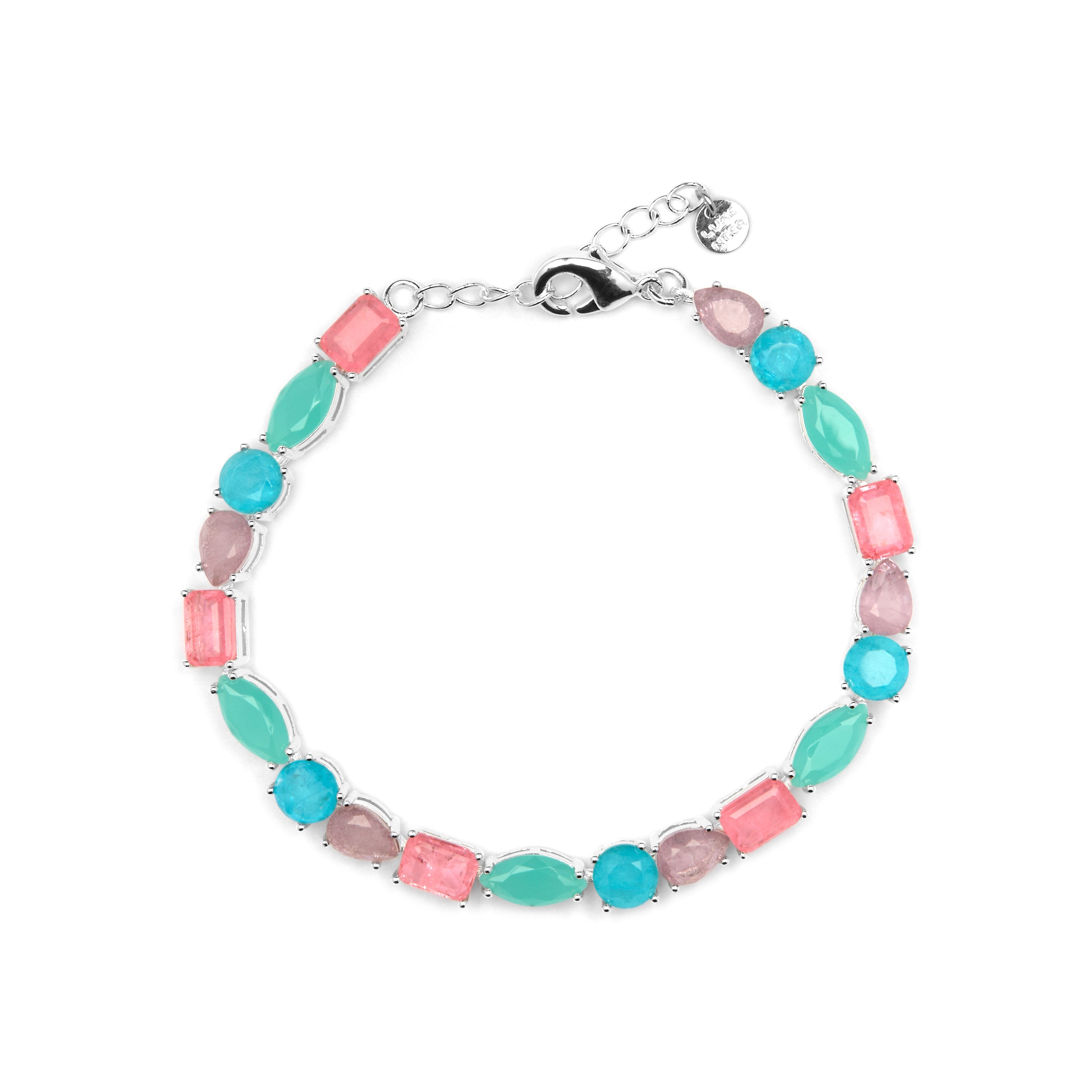 Pulseira em Prata de Lei 925 e Quartzo Hidrotermal Multicolorido com acabamento a ródio - Larec