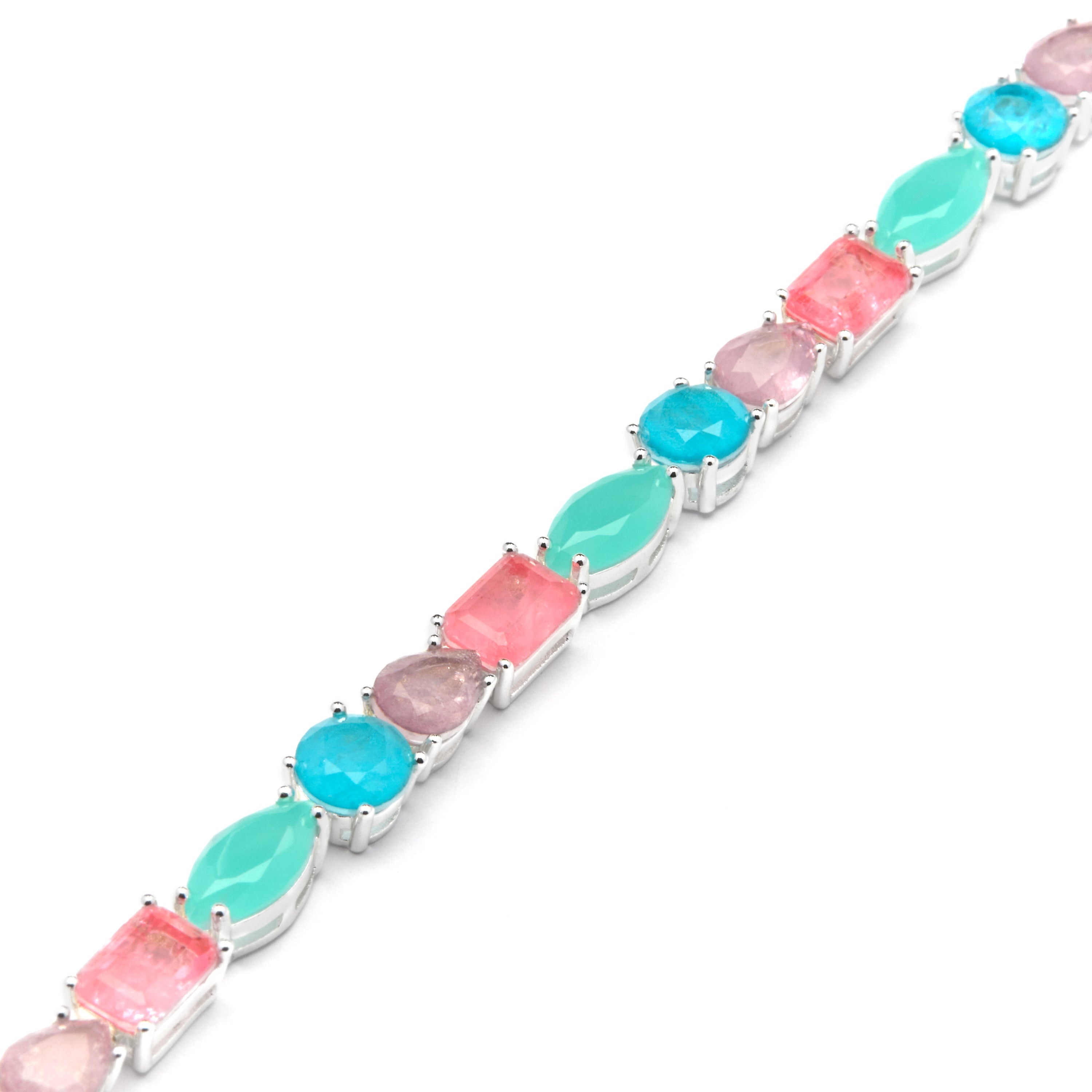 Pulseira em Prata de Lei 925 e Quartzo Hidrotermal Multicolorido com acabamento a ródio - Larec