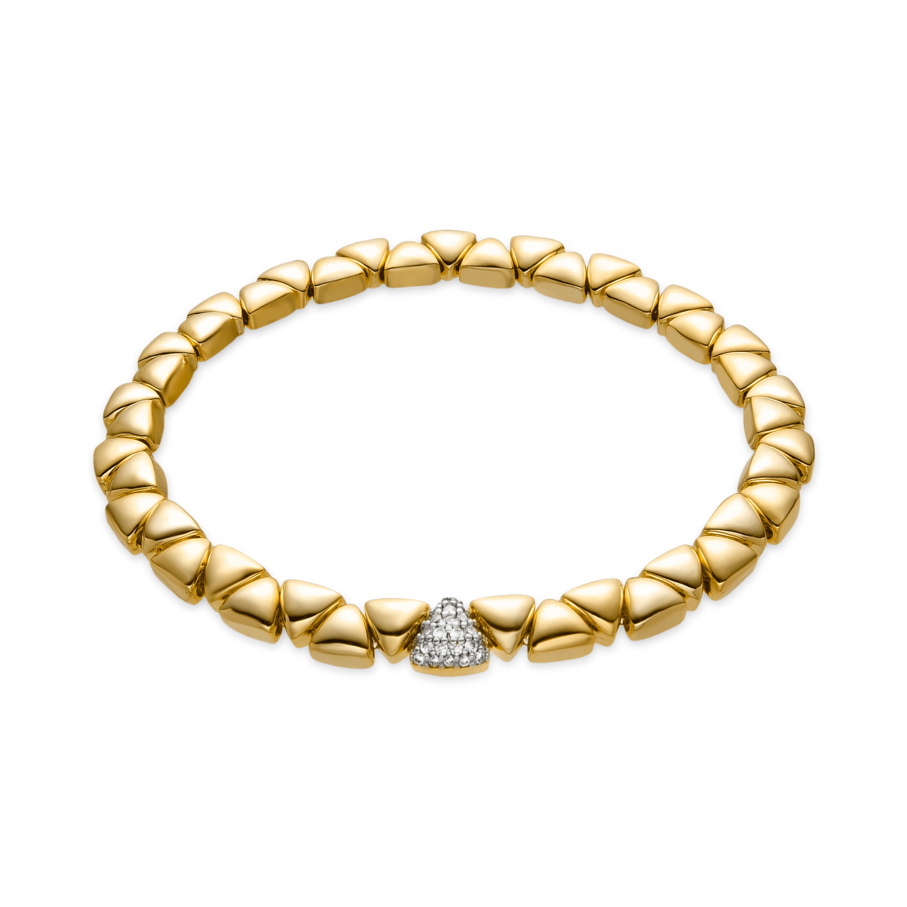 925 Sterling Silver and Brilliant Zirconia Bracelet, 18k Yellow Gold Finish - Gaskel