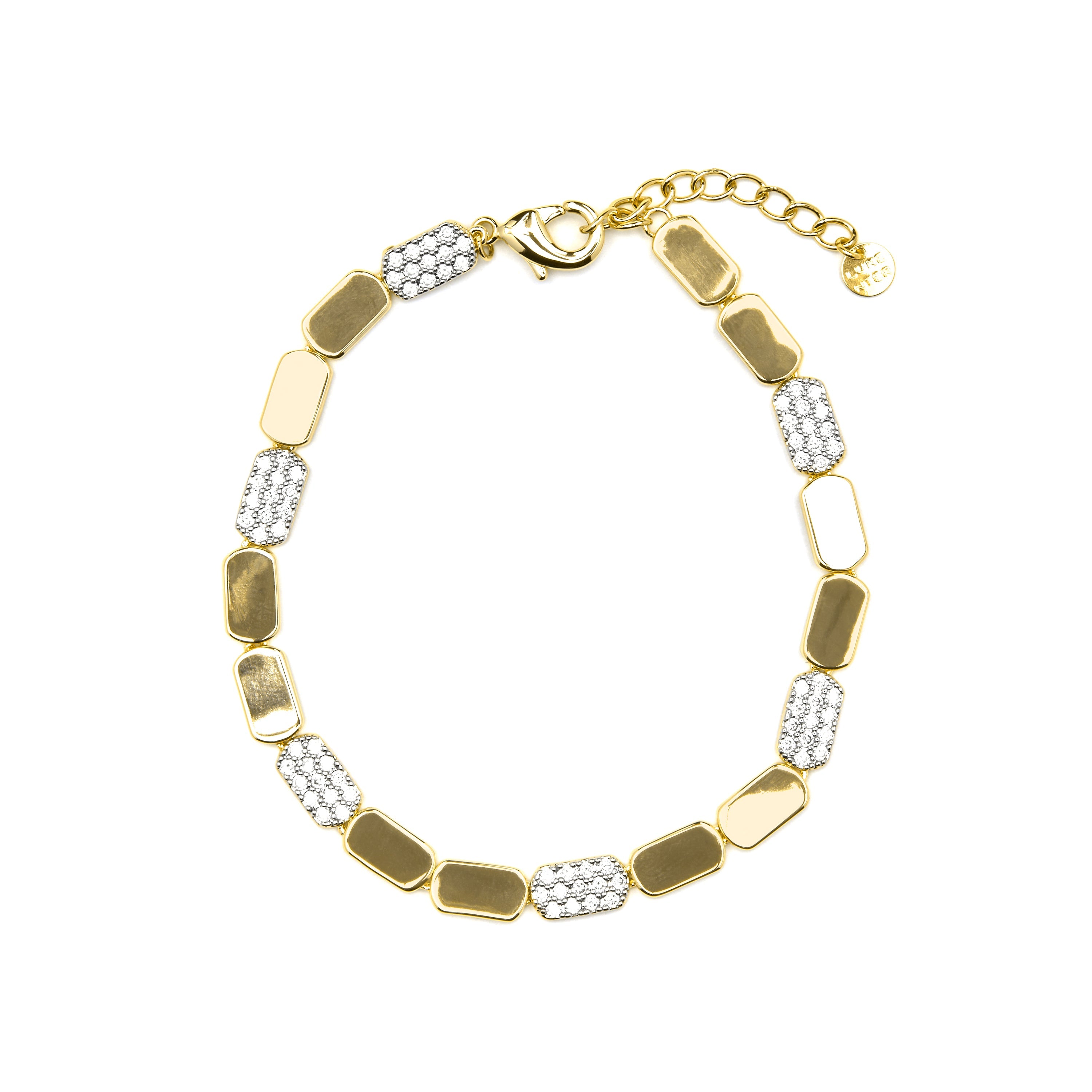 925 Sterling Silver and Brilliant Zirconia Bracelet, 18k Yellow Gold Finish - Likgo