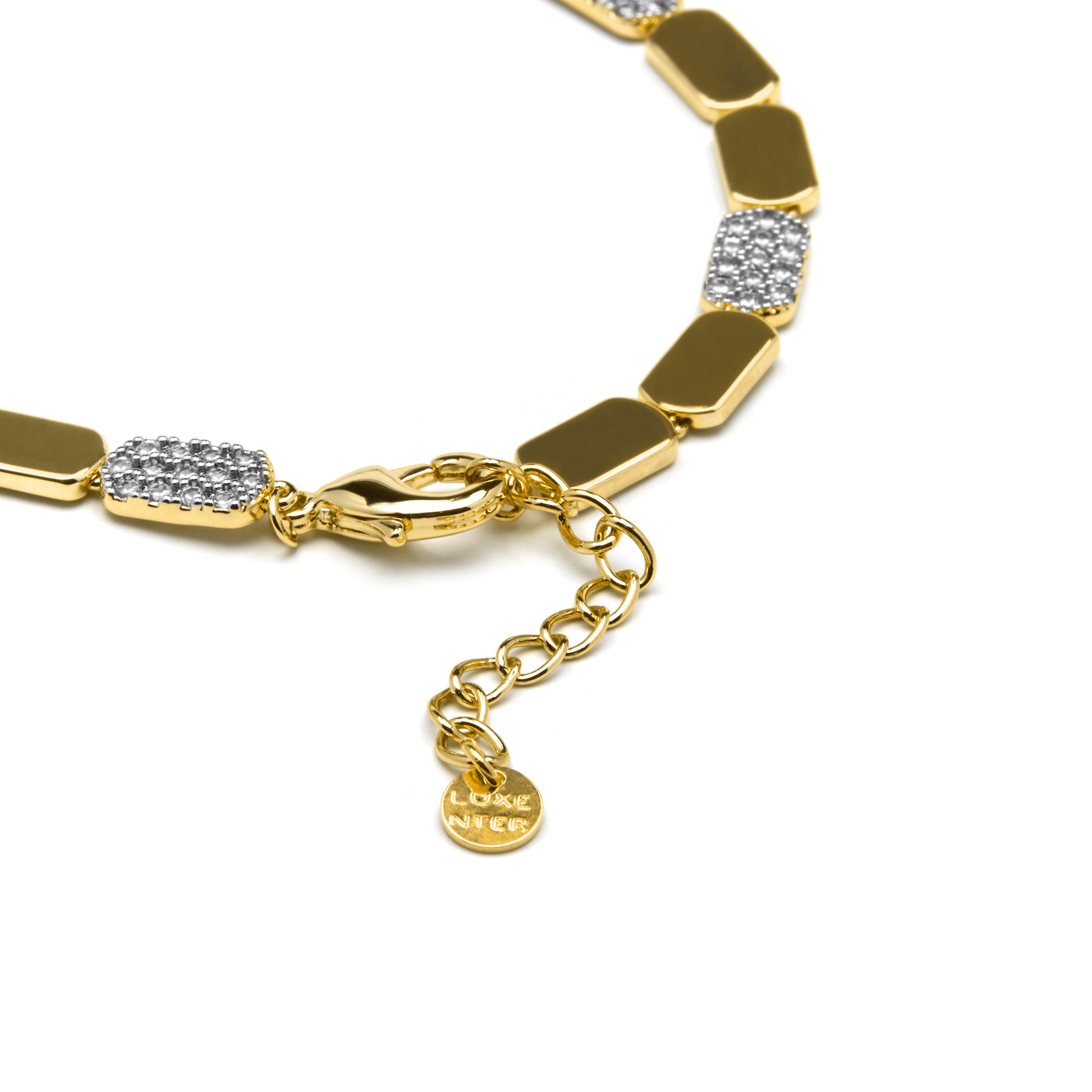 925 Sterling Silver and Brilliant Zirconia Bracelet, 18k Yellow Gold Finish - Likgo