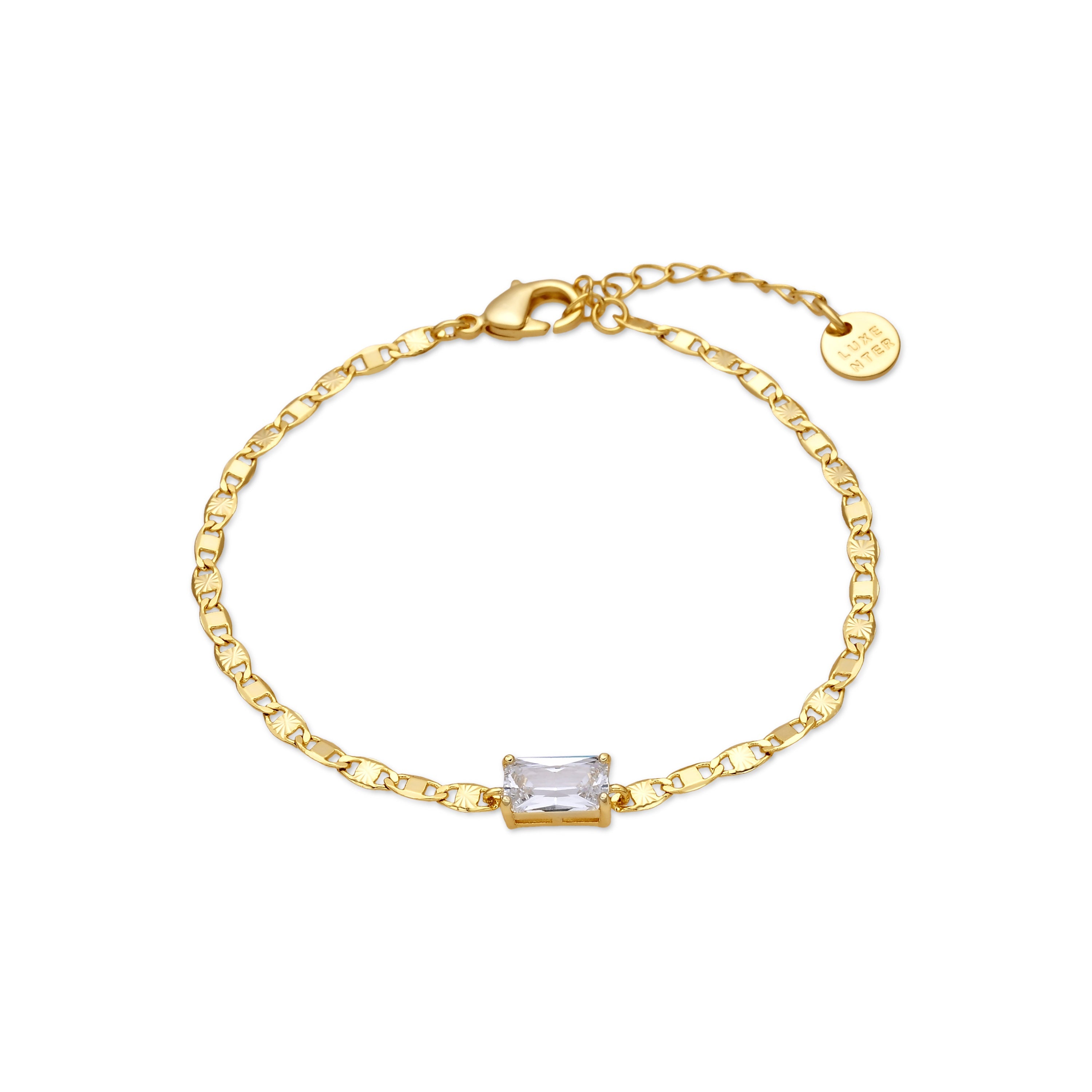 925 Sterling Silver Bracelet with Brilliant Cubic Zirconia and 18k Yellow Gold Finish - Dusan