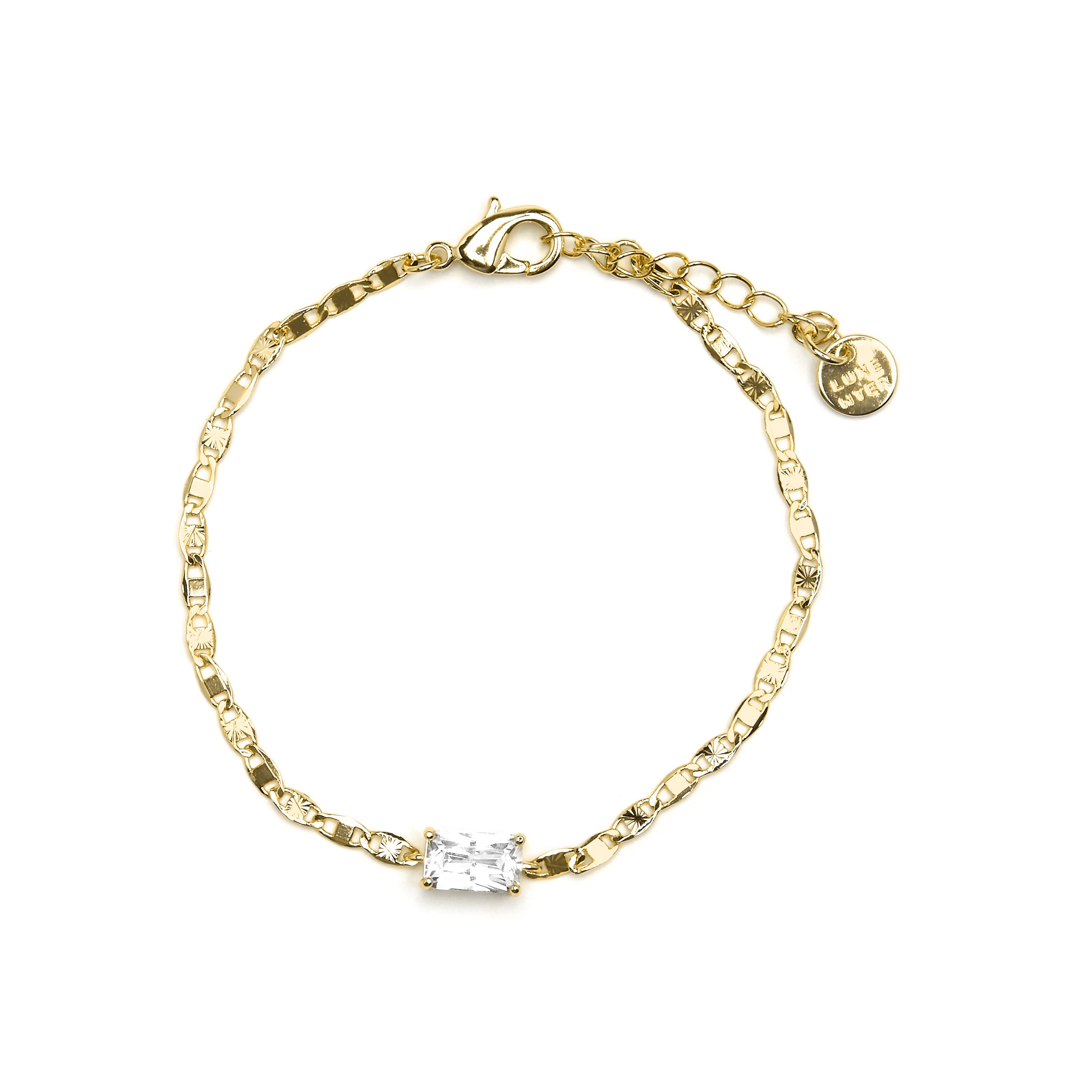925 Sterling Silver Bracelet with Brilliant Cubic Zirconia and 18k Yellow Gold Finish - Dusan