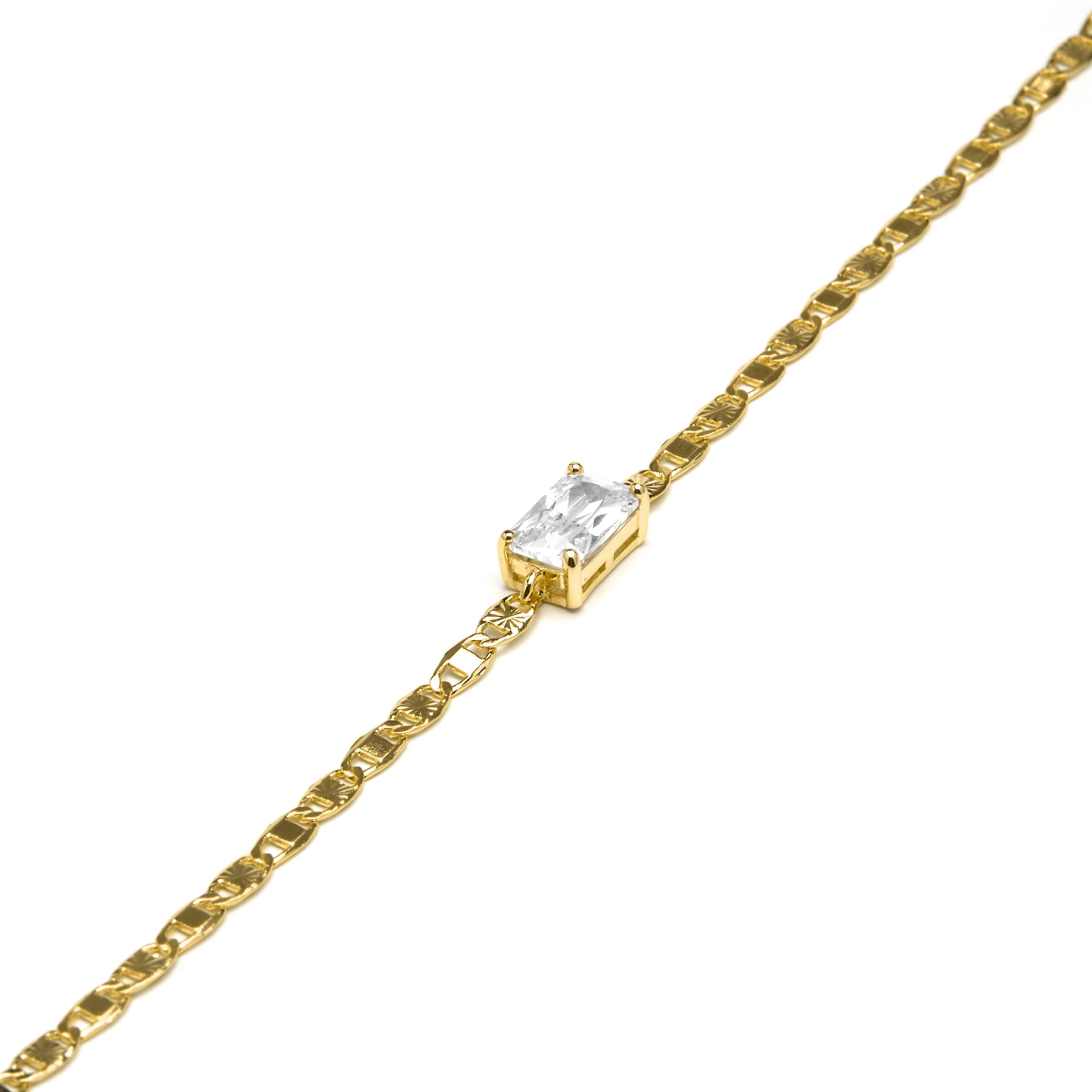 925 Sterling Silver Bracelet with Brilliant Cubic Zirconia and 18k Yellow Gold Finish - Dusan