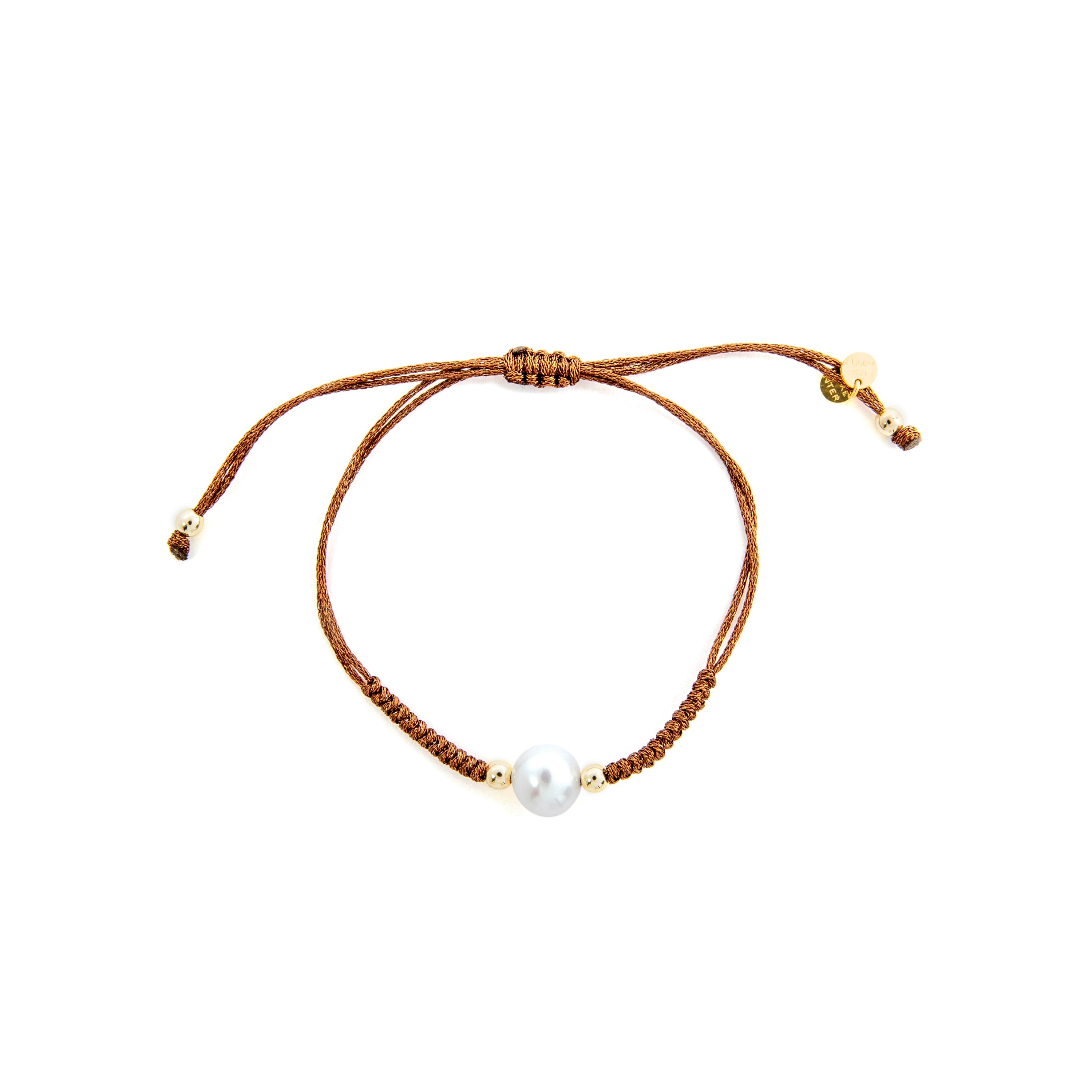 Pulseira em Prata de Lei 925 e Pérola Branca com acabamento em ouro amarelo 18k - Yarul
