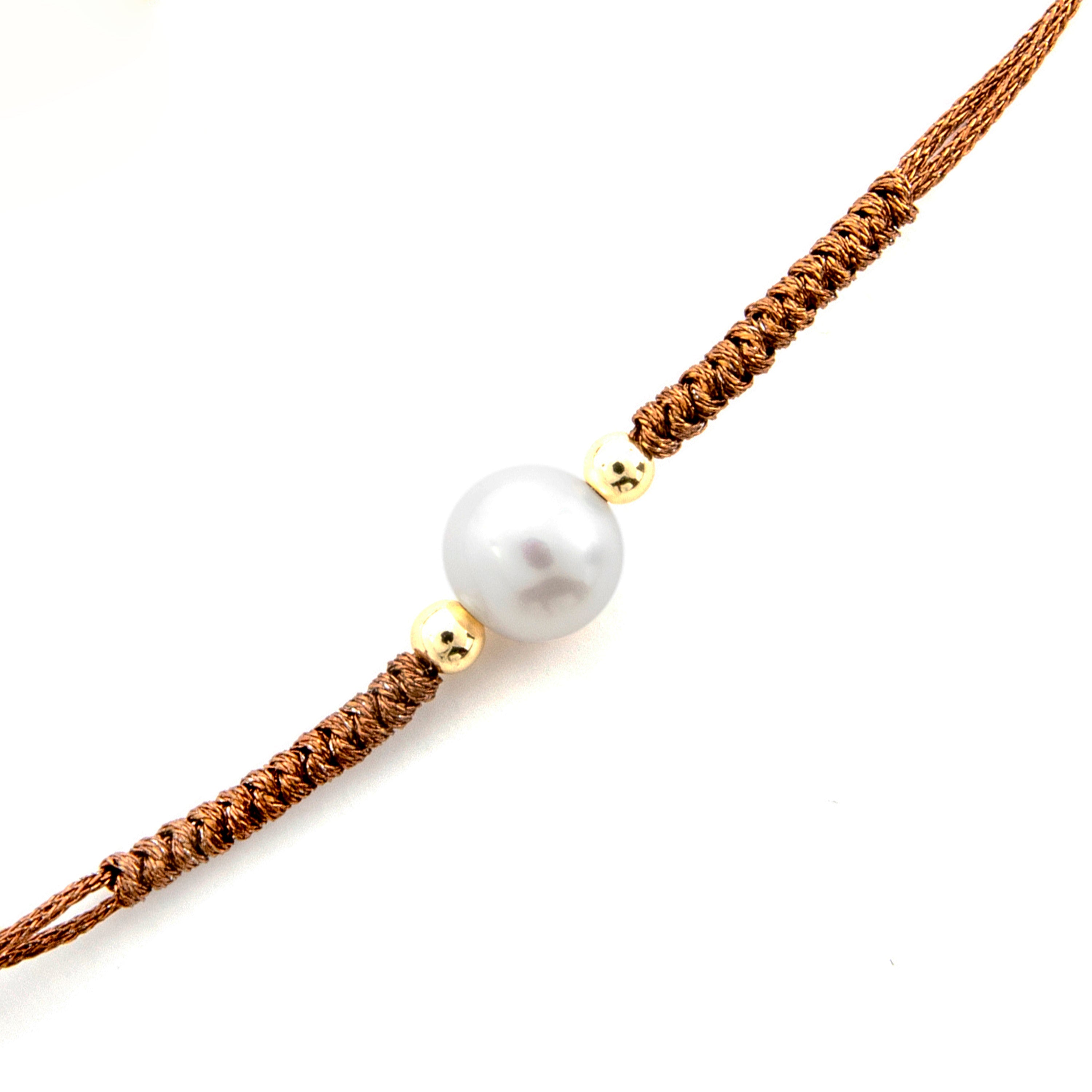 Pulseira em Prata de Lei 925 e Pérola Branca com acabamento em ouro amarelo 18k - Yarul