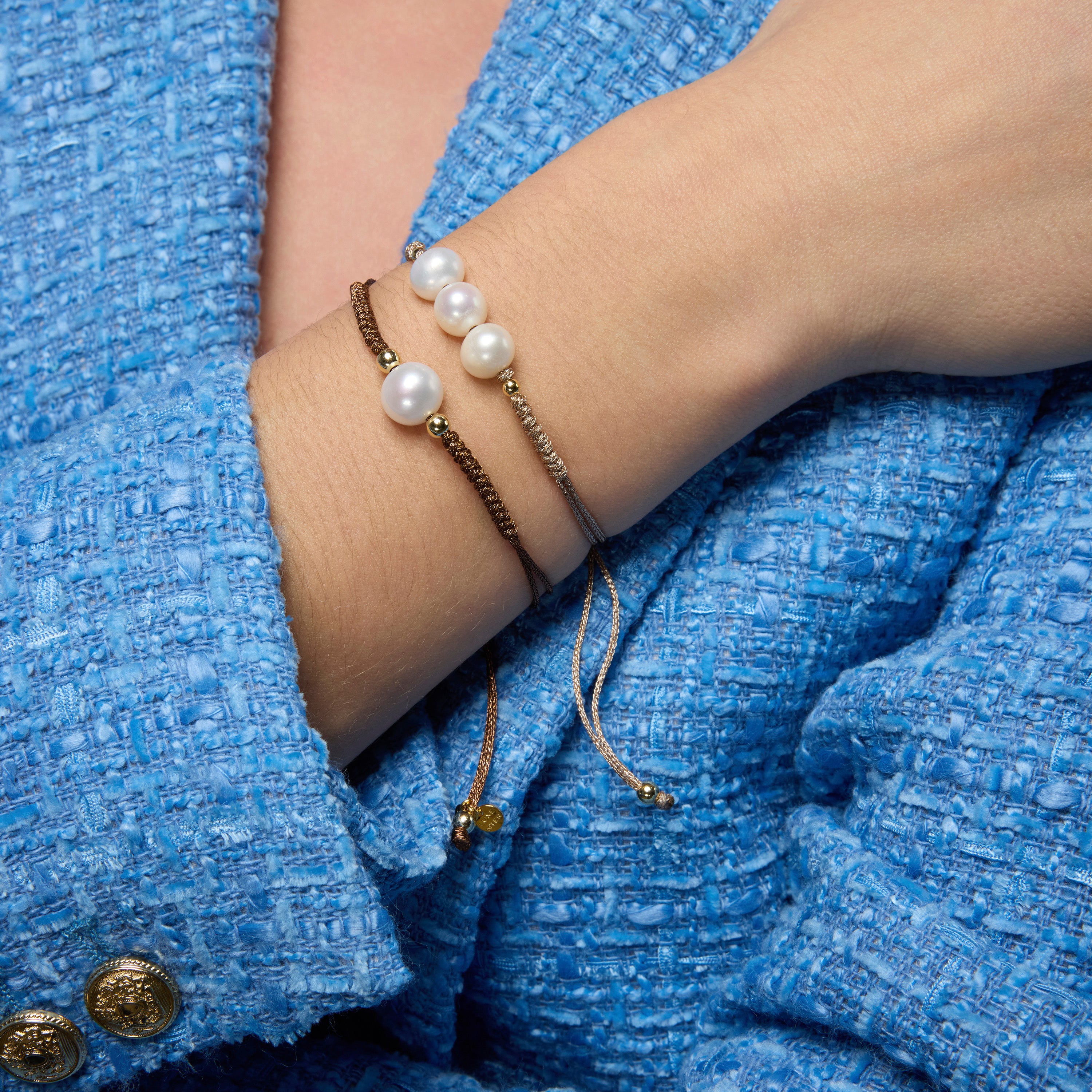 925 Sterling Silver and White Pearl Bracelet, 18k Yellow Gold Finish - Yarul