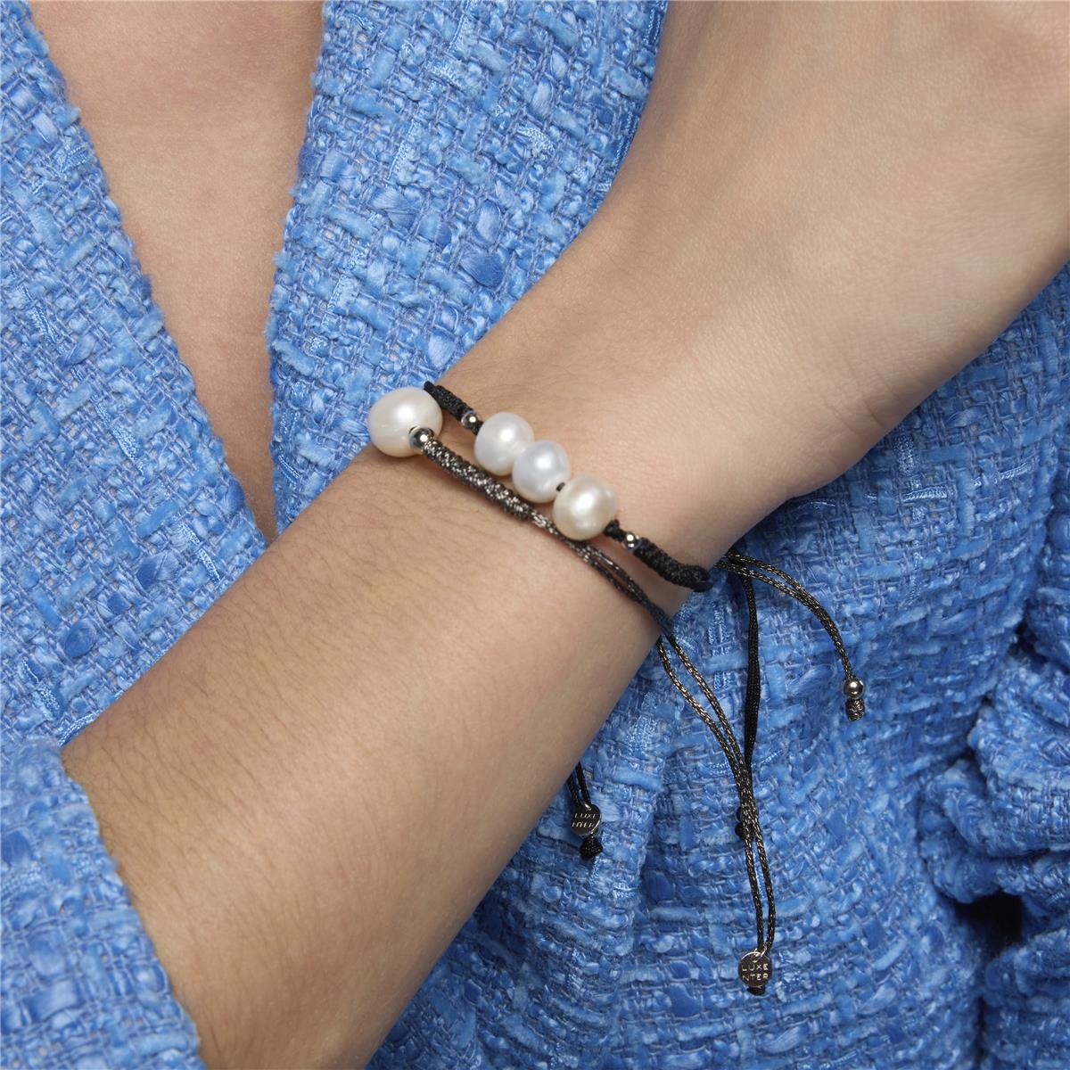 925 Sterling Silver and White Pearl Bracelet, 18k Yellow Gold Finish - Yarul