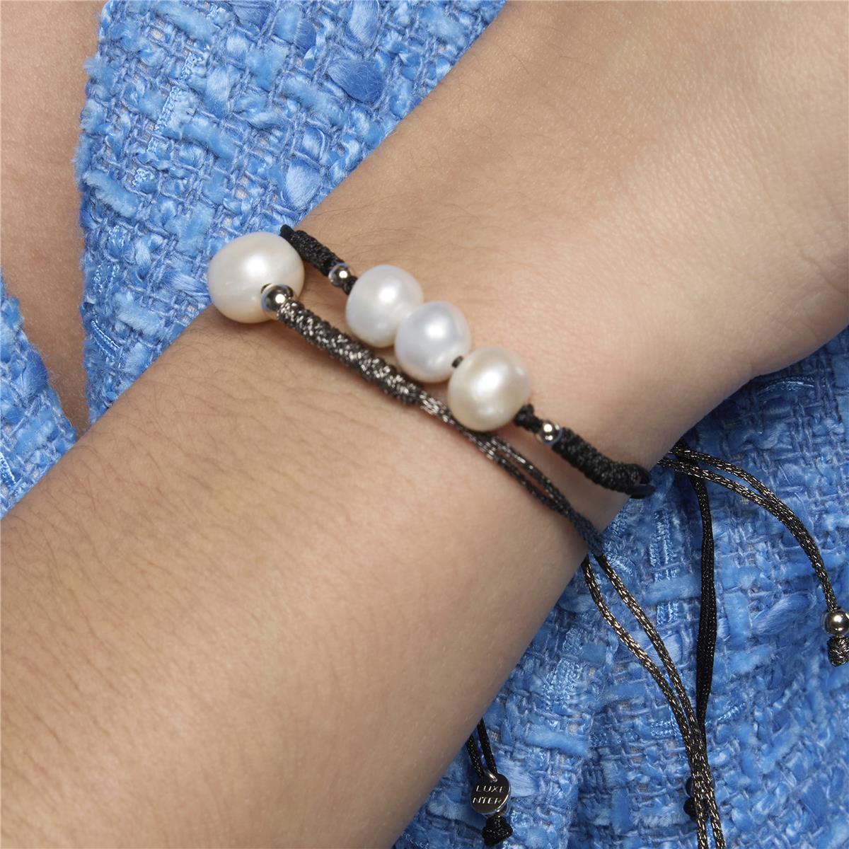 925 Sterling Silver and White Pearl Bracelet, 18k Yellow Gold Finish - Yarul