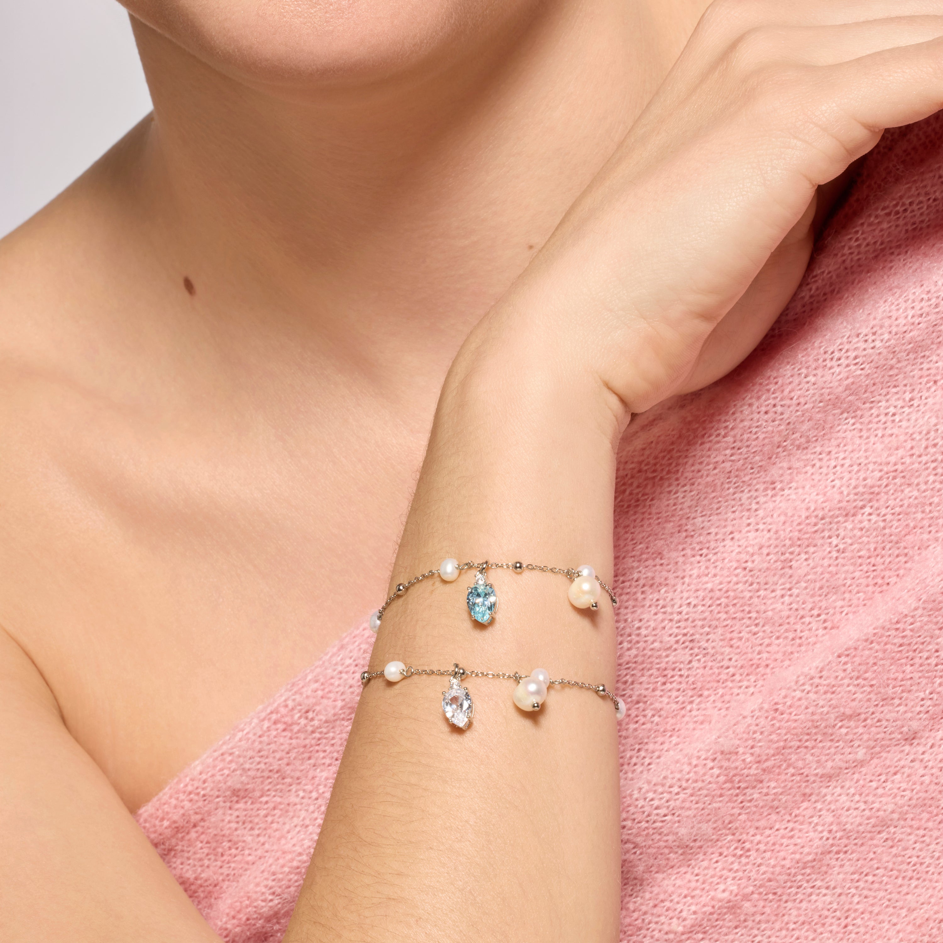 Pulsera de Plata de Ley 925 y Circonita Brillante acabado rodio - Lebao