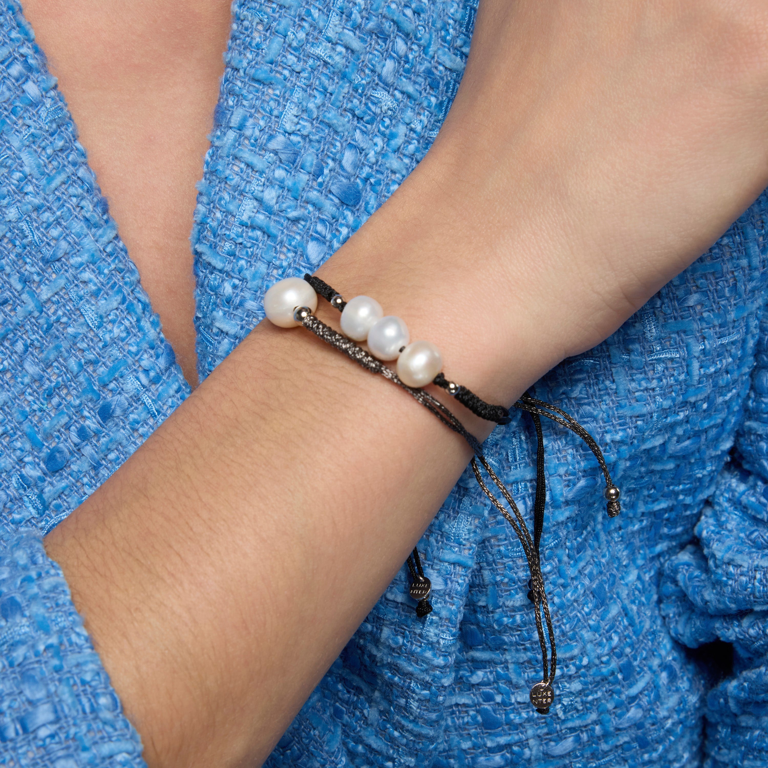 925 Sterling Silver and White Pearl Bracelet with Rhodium Finish - Maril