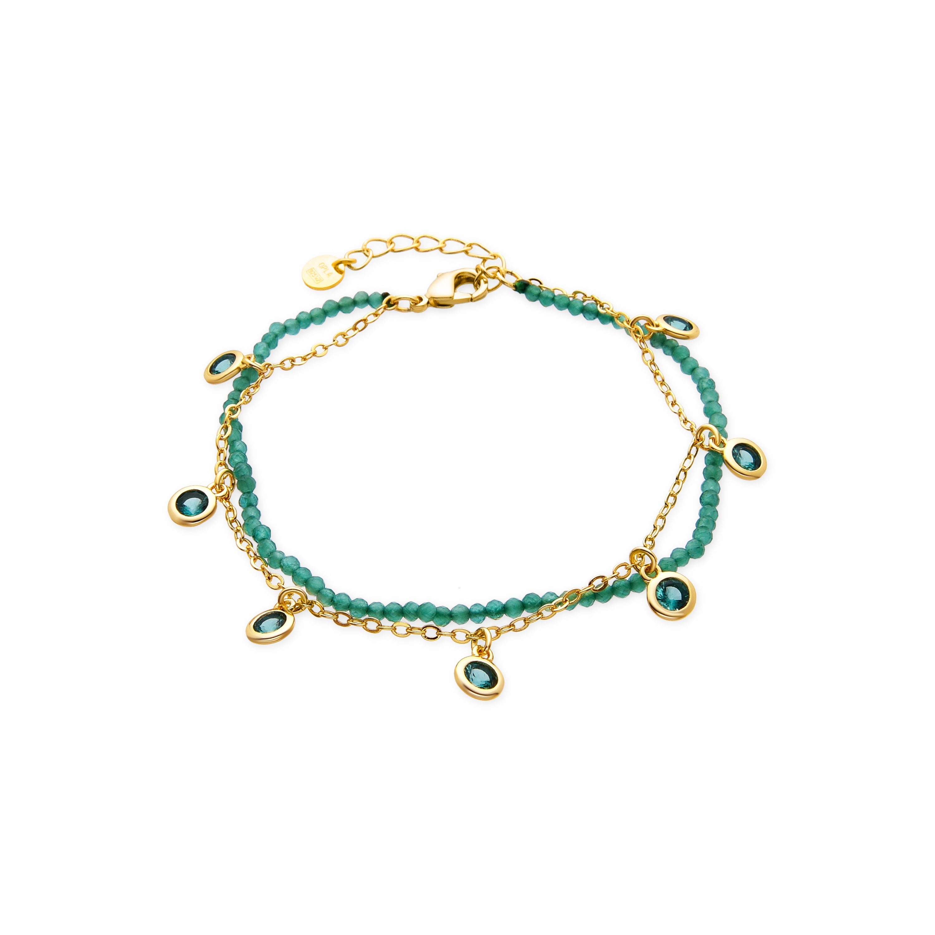 925 Sterling Silver and Emerald Zirconia Bracelet, 18k Yellow Gold Finish - Zaru