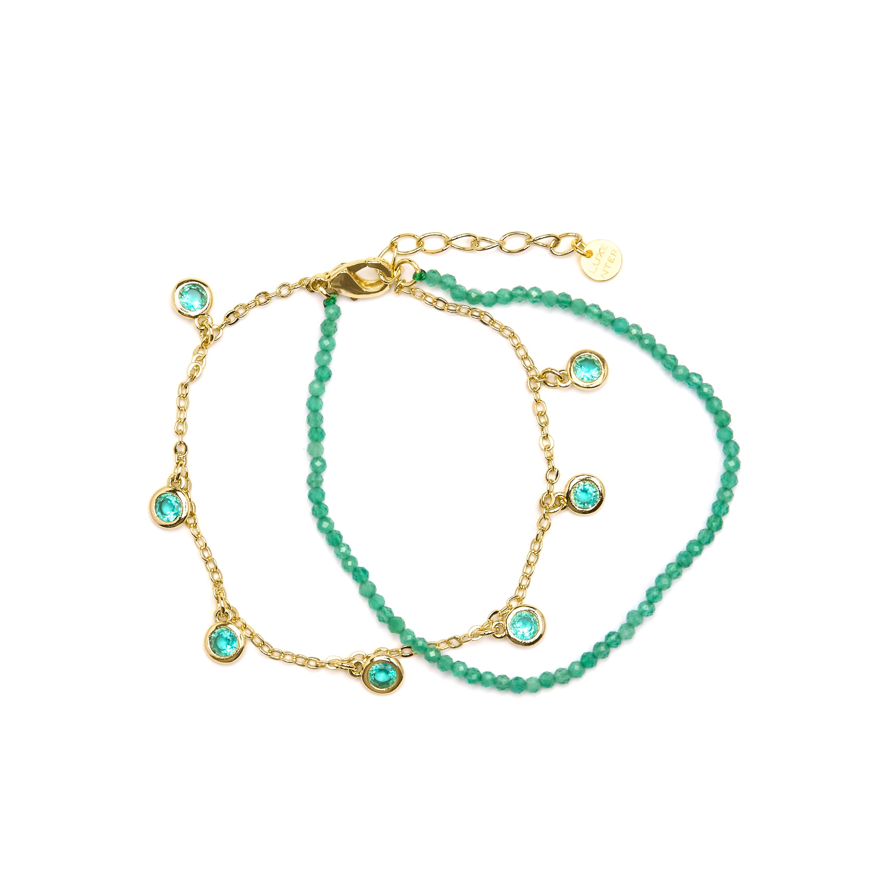 Pulseira de Prata de Lei 925 e Zircônia Esmeralda com acabamento em ouro amarelo 18k - Zaru
