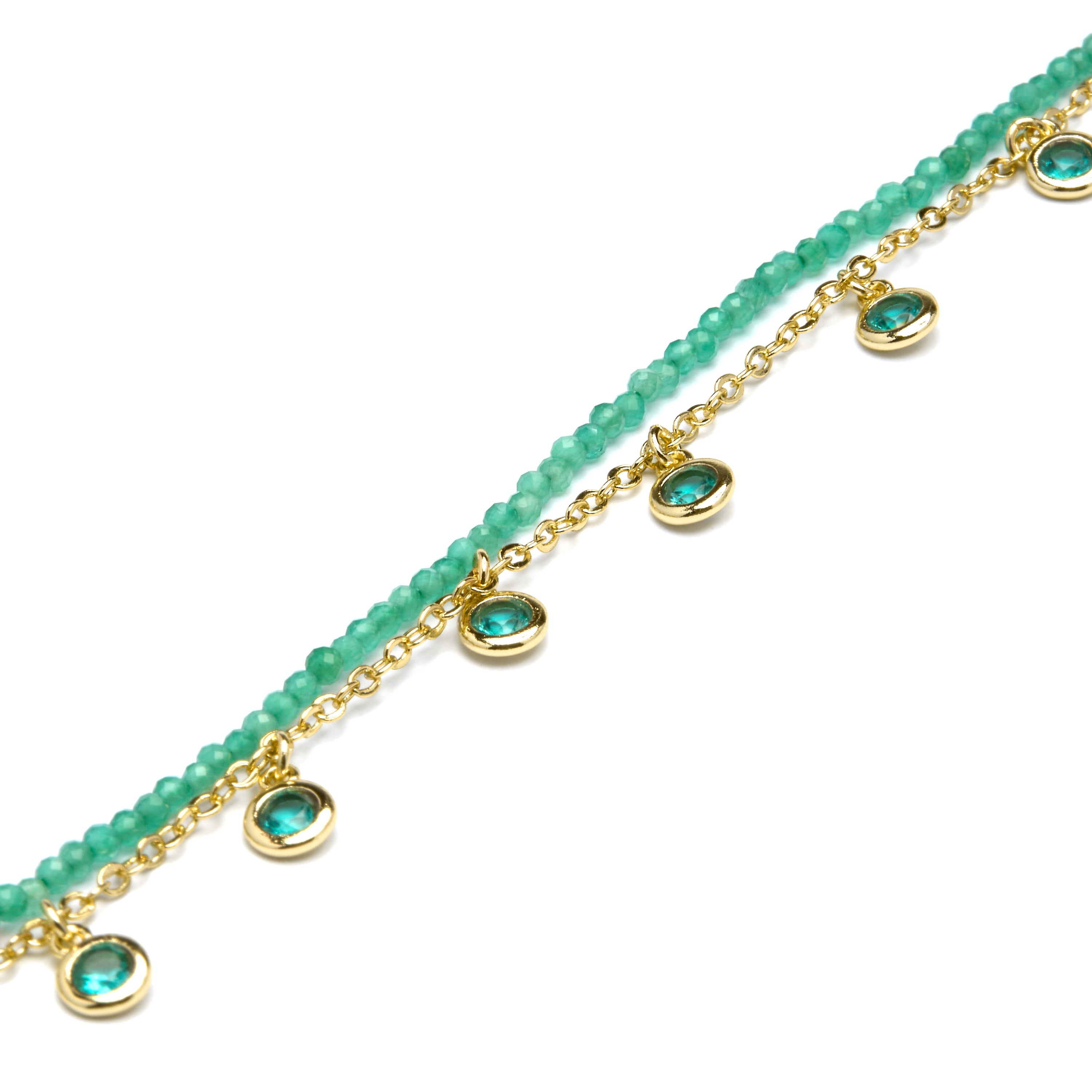 Pulseira de Prata de Lei 925 e Zircônia Esmeralda com acabamento em ouro amarelo 18k - Zaru