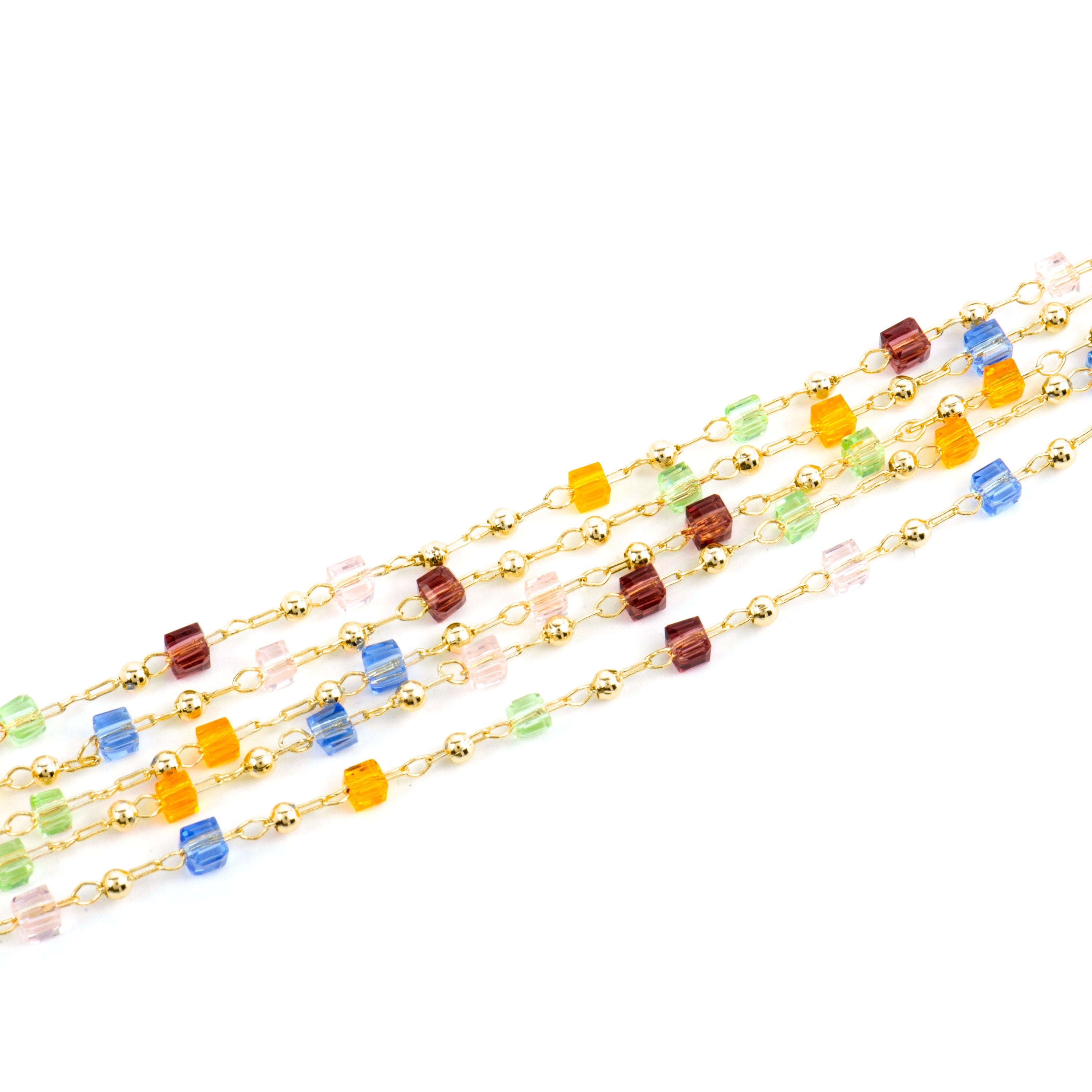 925 Sterling Silver and Multicolor Crystal Bracelet with 18k Yellow Gold Finish - Goben