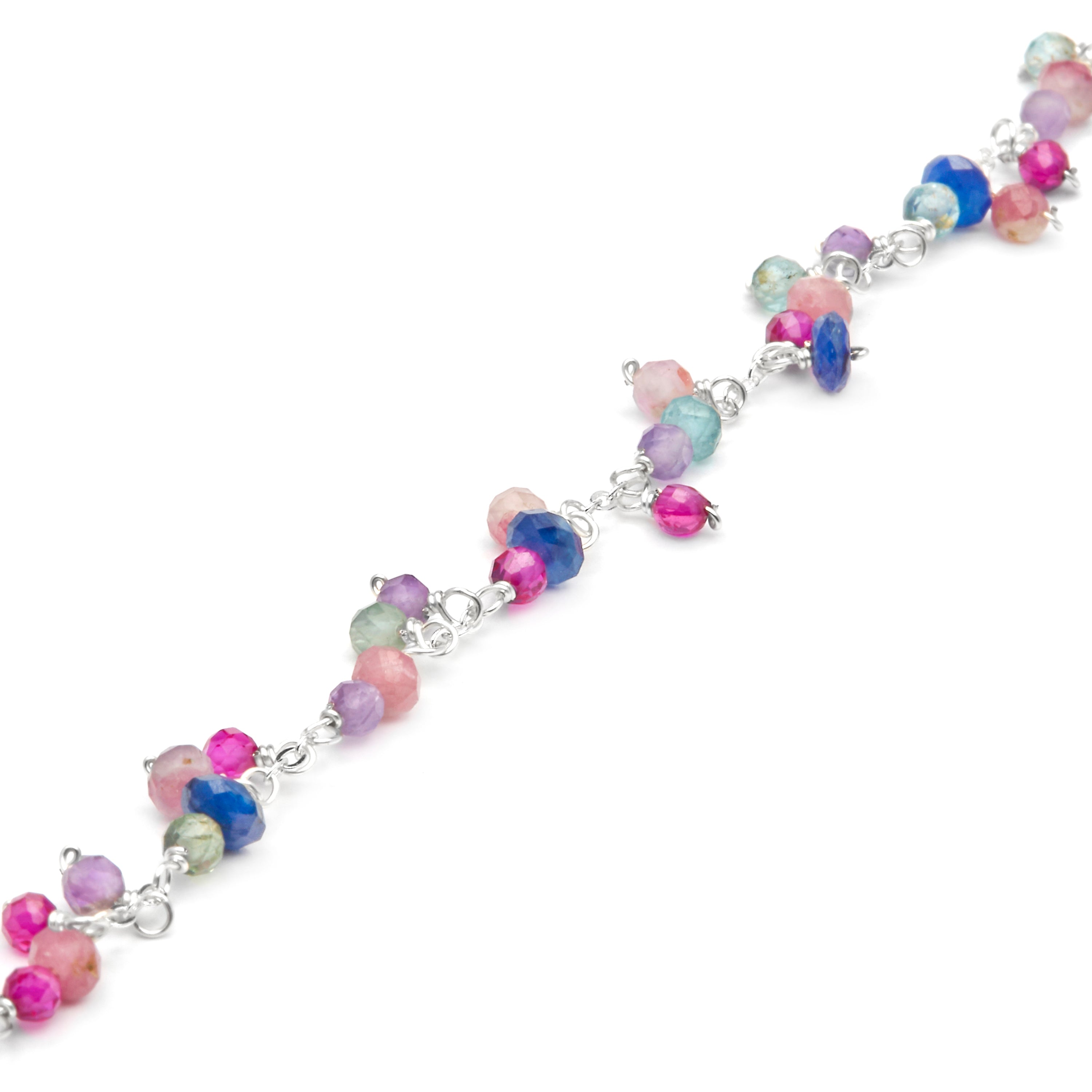 925 Sterling Silver and Pink Crystal Bracelet with Rhodium Finish - Colir