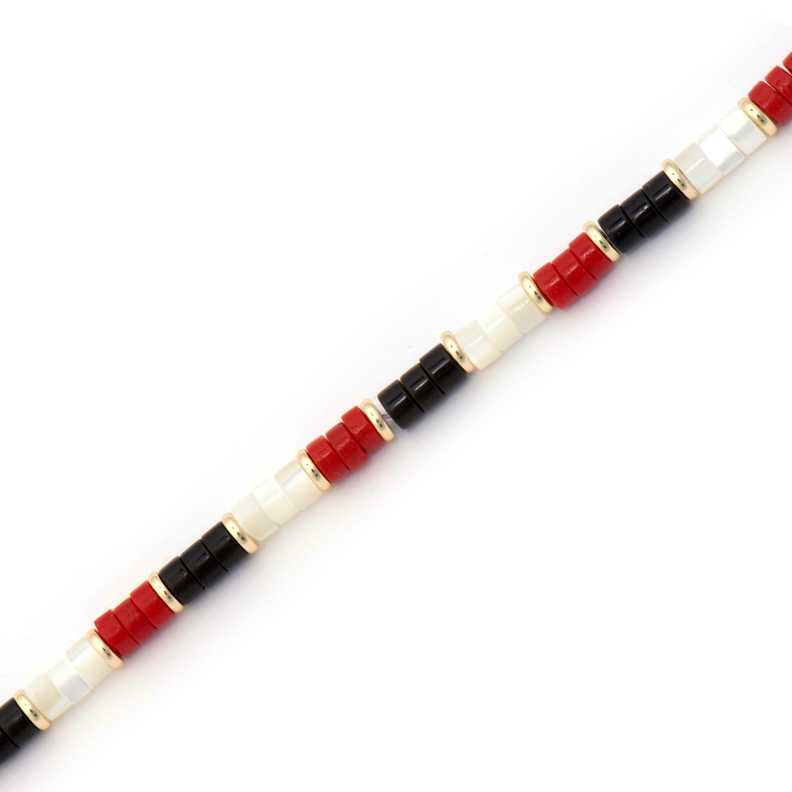 925 Sterling Silver and Coral Bracelet with 18k Yellow Gold Finish - Siraba