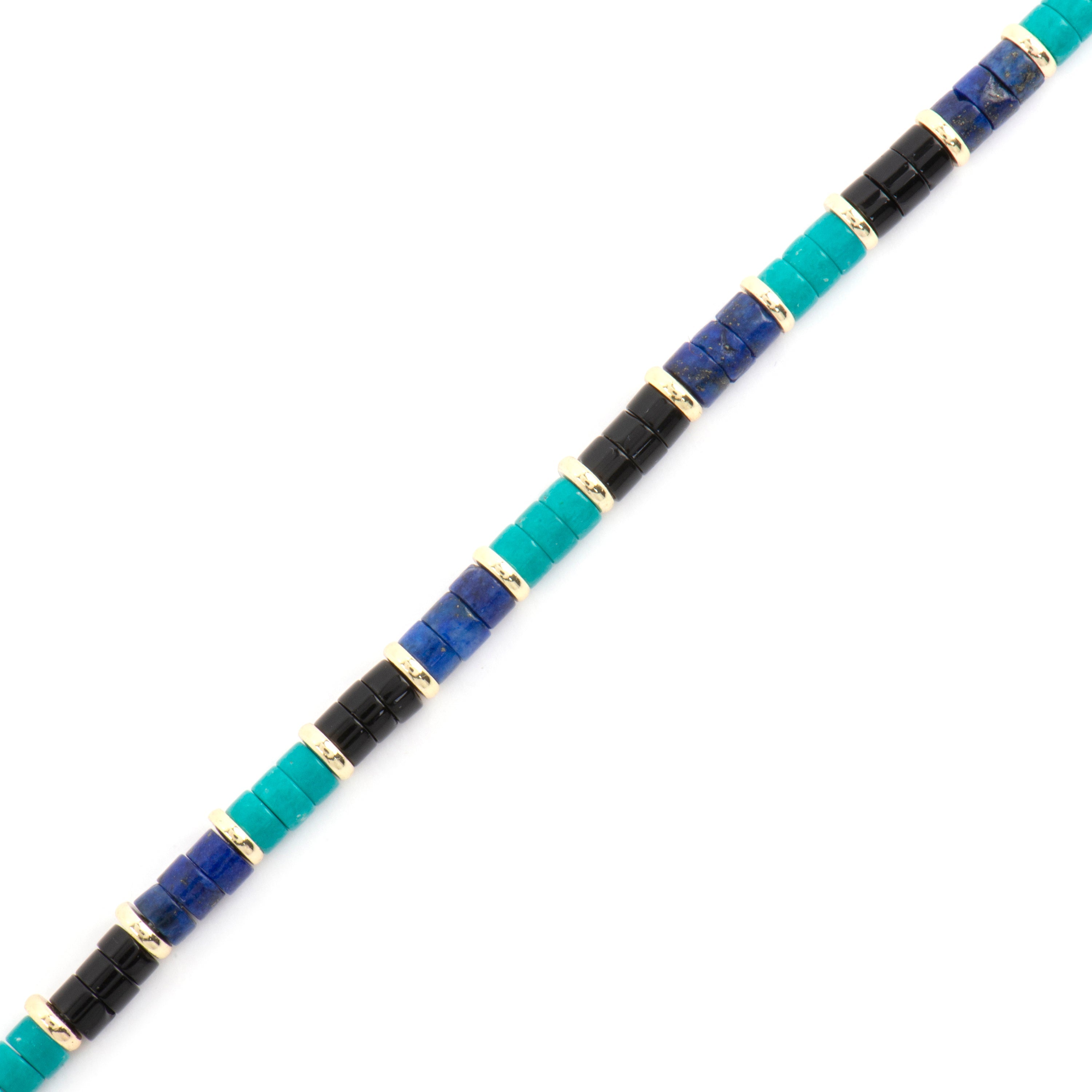Pulseira em Prata de Lei 925 e Turquesa com acabamento em ouro amarelo 18k - Bathim