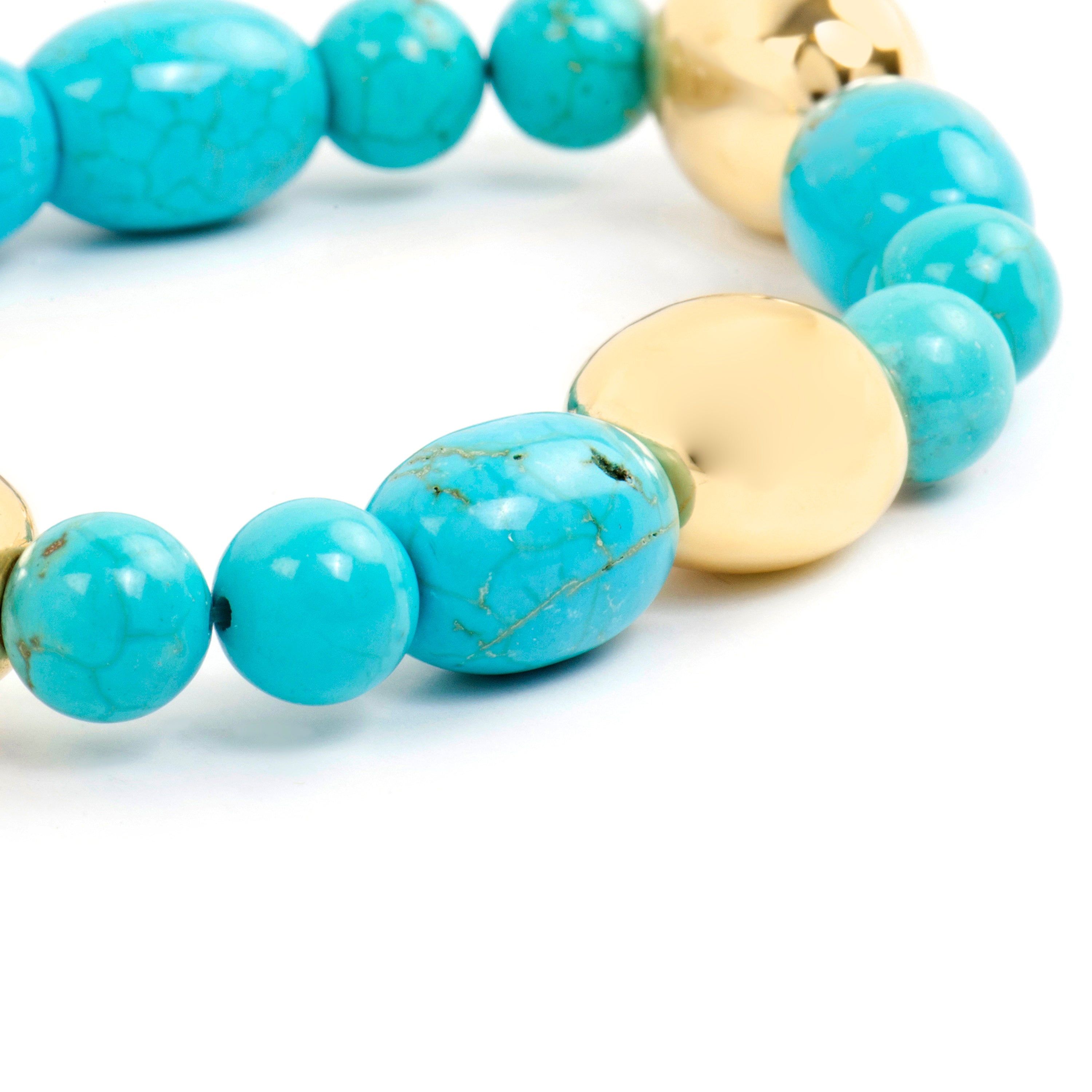 Pulseira de Prata de Lei 925 e Turquesa com acabamento em ouro amarelo 18k Shyra