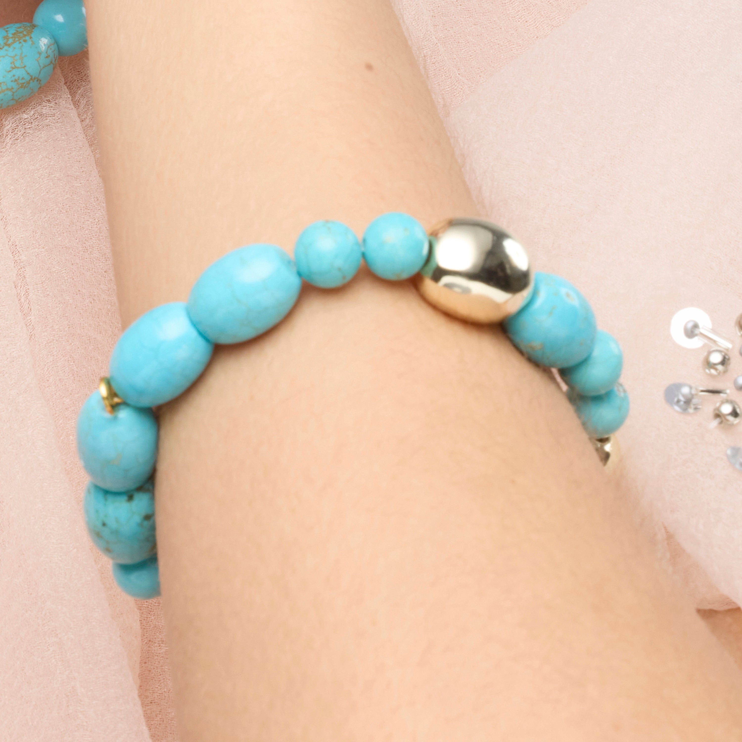 Shyra 925 Sterling Silver and Turquoise Bracelet with 18k Yellow Gold Finish
