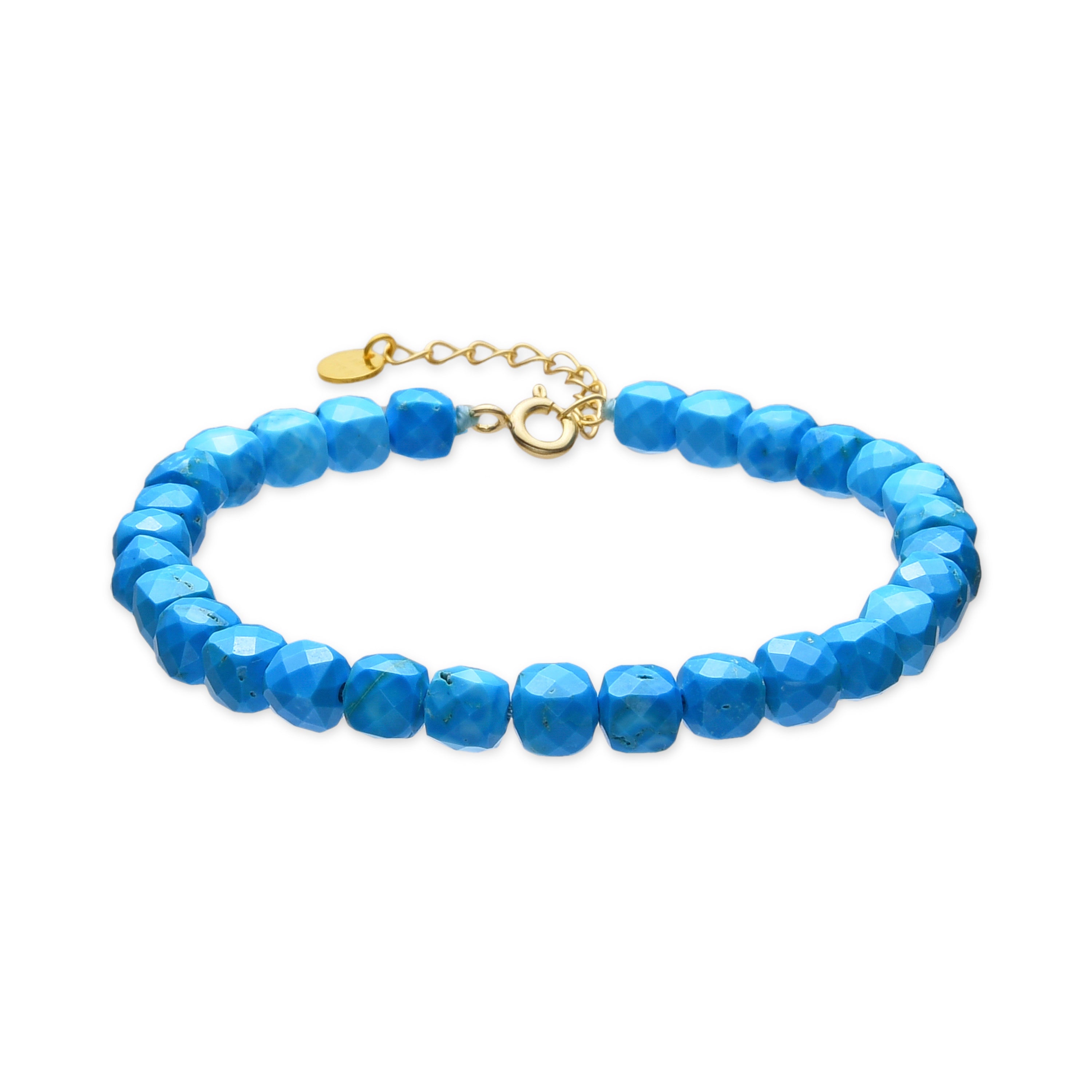 925 Sterling Silver and Turquoise Bracelet with 18k Yellow Gold Finish - Wasa