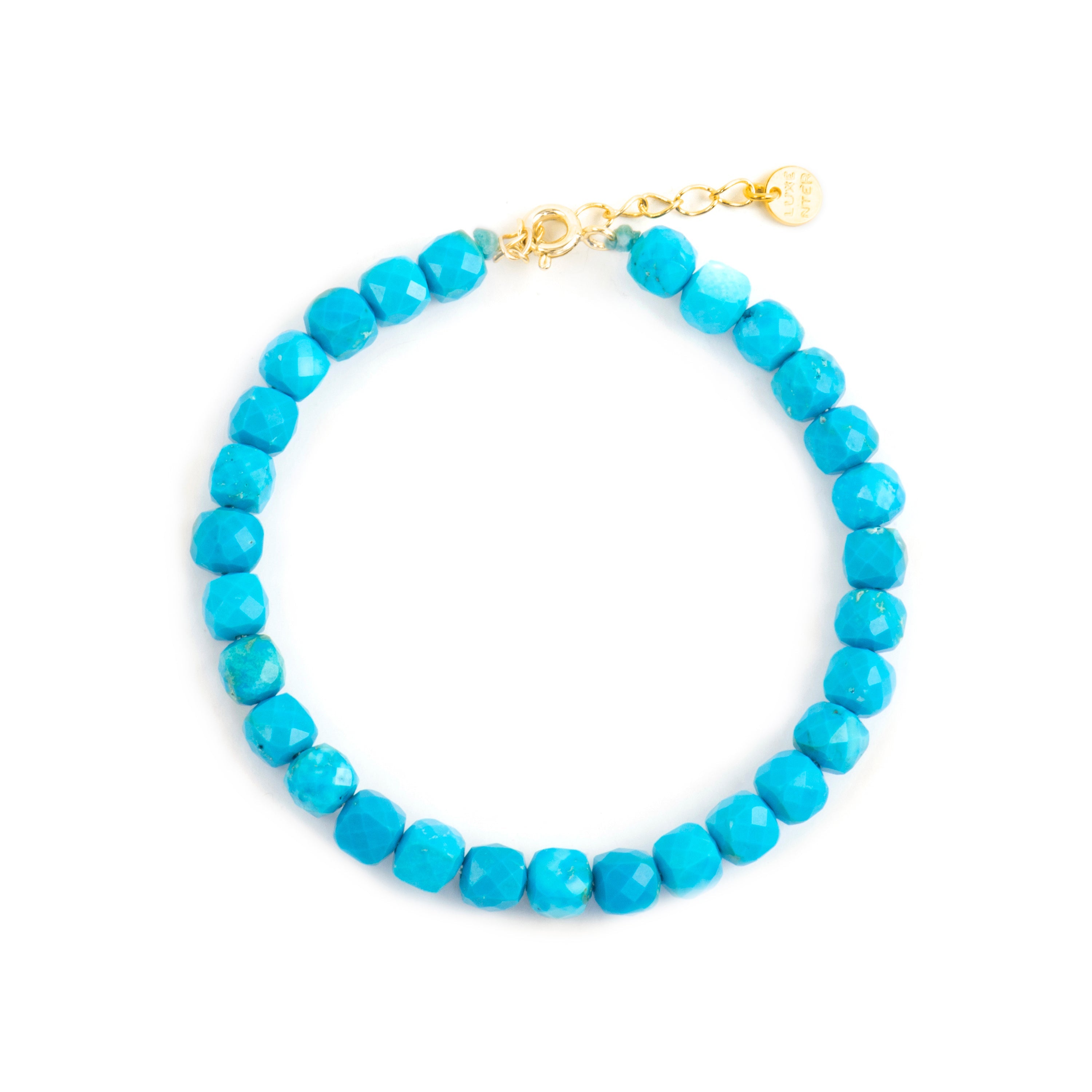 Pulsera de Plata de Ley 925 y Turquesa acabado oro amarillo de 18k - Wasa