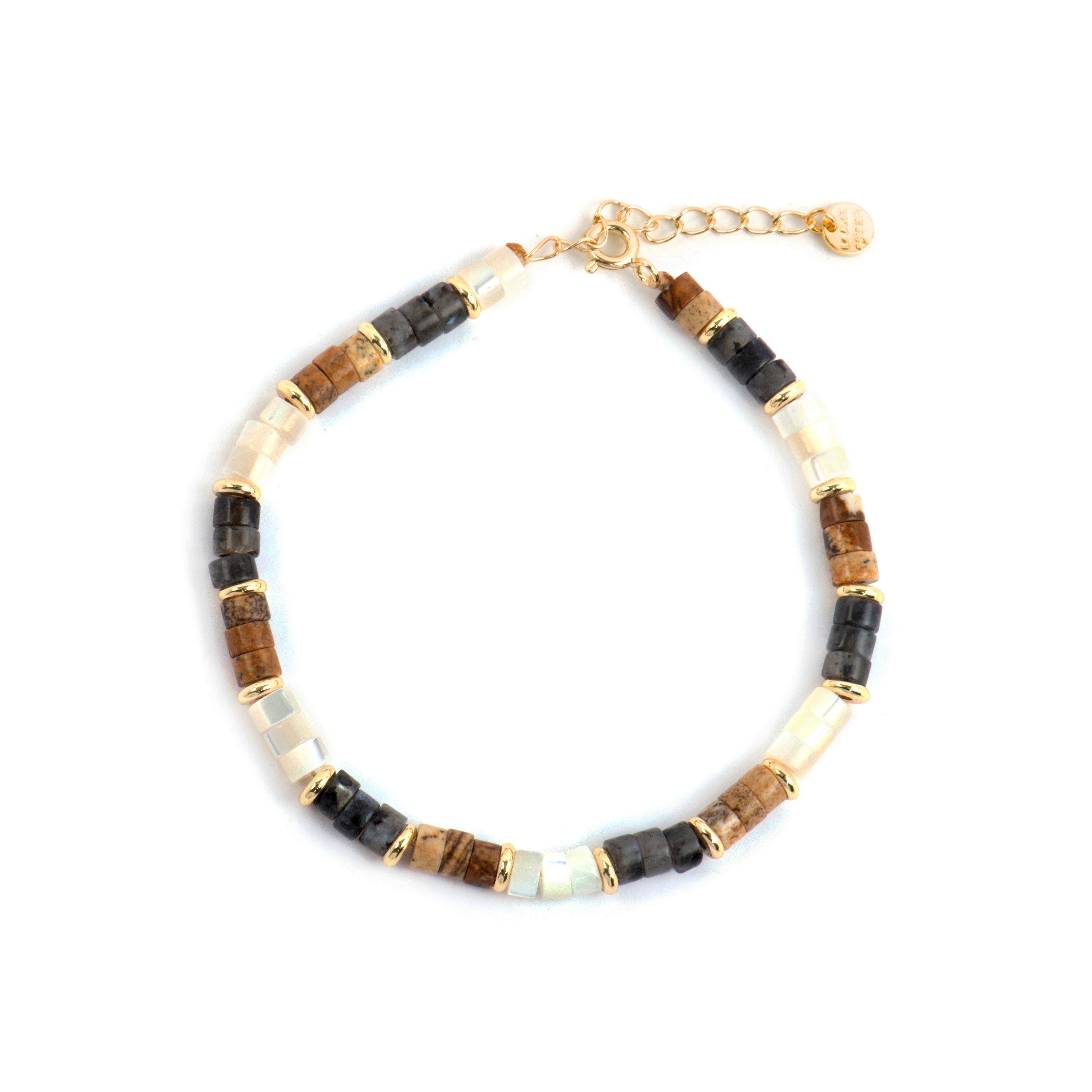 Pulseira de Prata de Lei 925 e Olho de Tigre acabamento ouro amarelo 18k - Gelmi