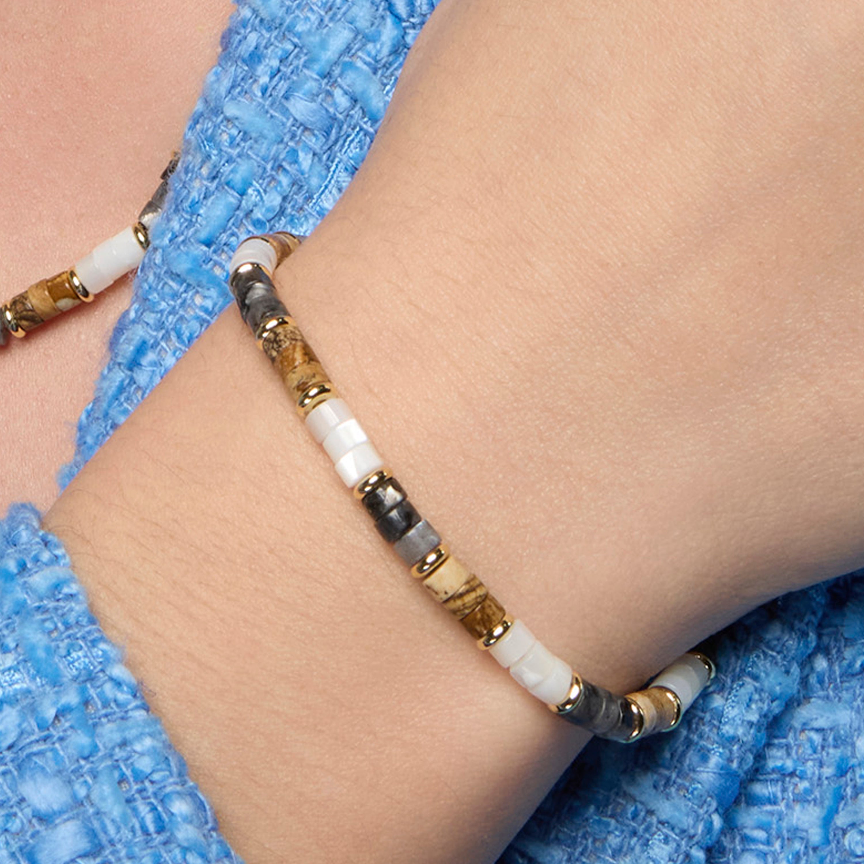 Pulseira de Prata de Lei 925 e Olho de Tigre acabamento ouro amarelo 18k - Gelmi