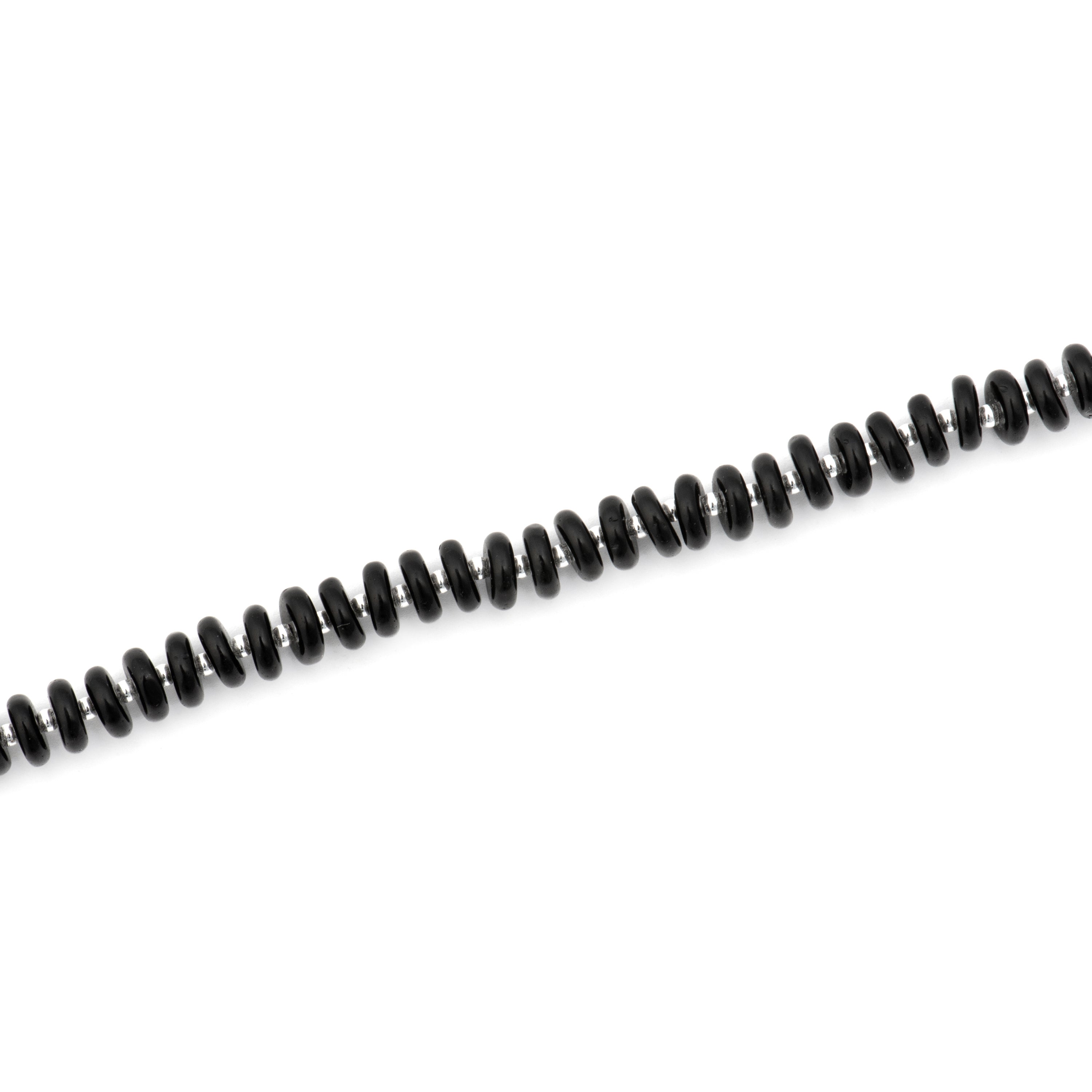 Pulsera de Plata de Ley 925 y Agata Negra acabado rodio - Laha