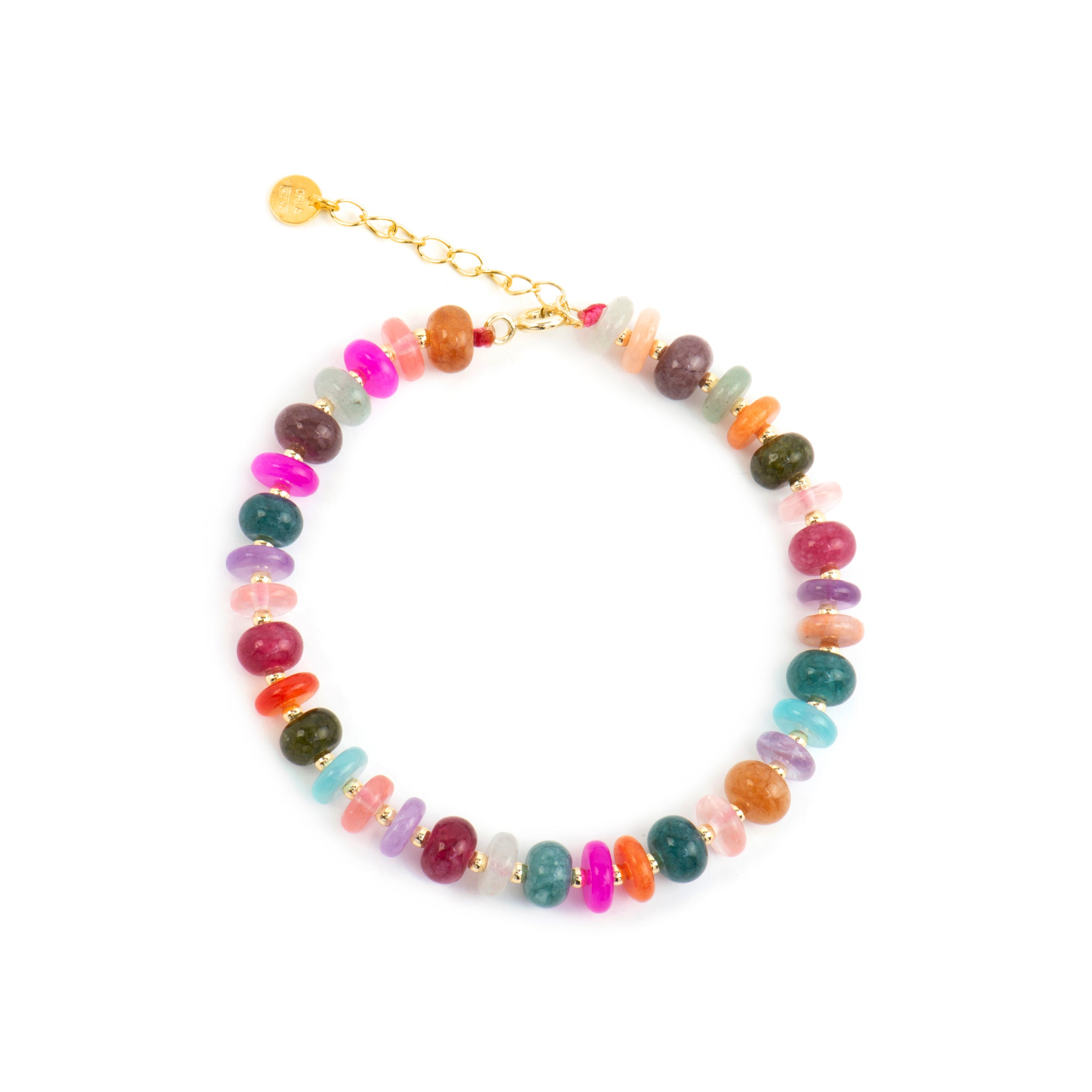 Pulseira de Prata de Lei 925 e Ágata Multicolor com acabamento em ouro amarelo 18k - Laha