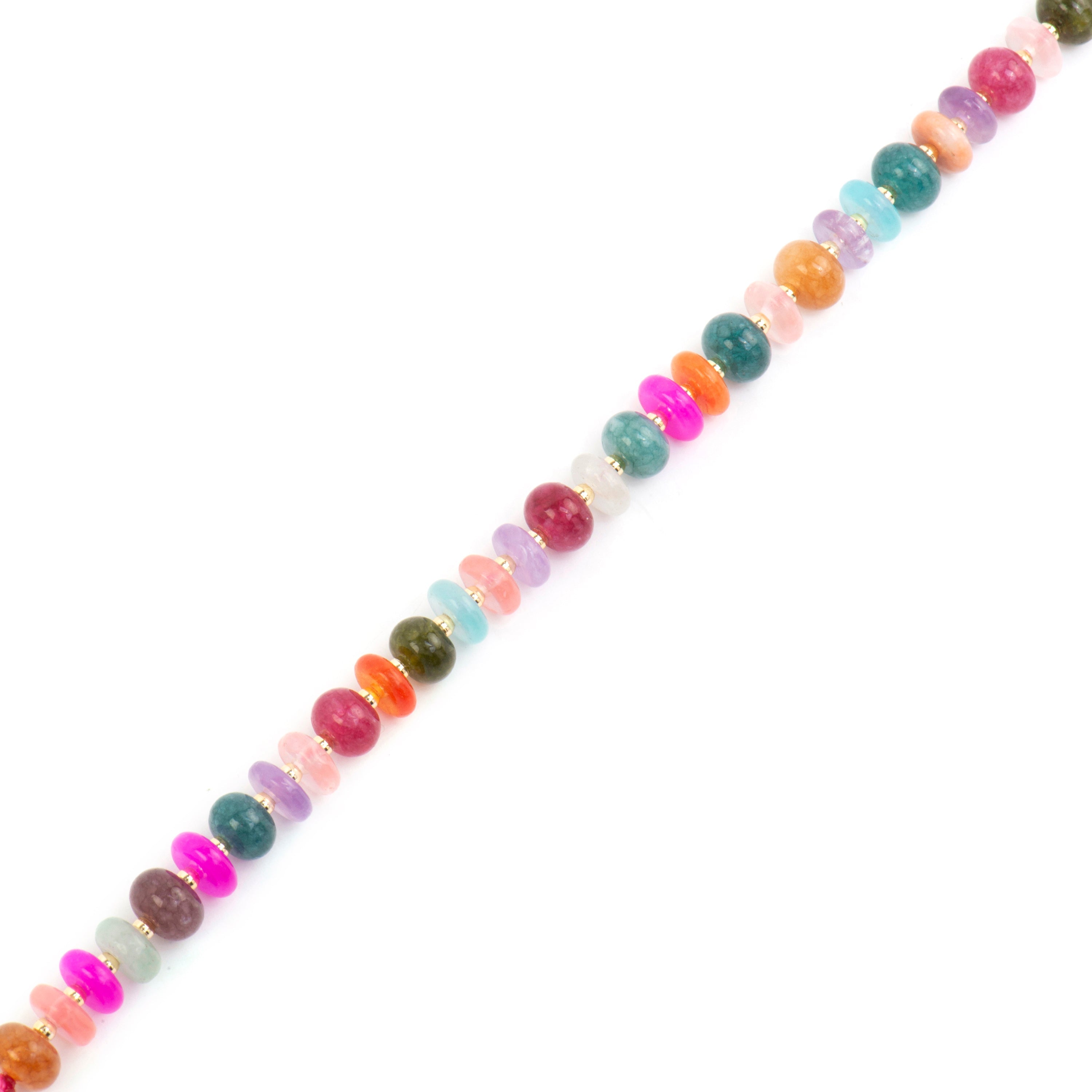 Pulseira de Prata de Lei 925 e Ágata Multicolor com acabamento em ouro amarelo 18k - Laha