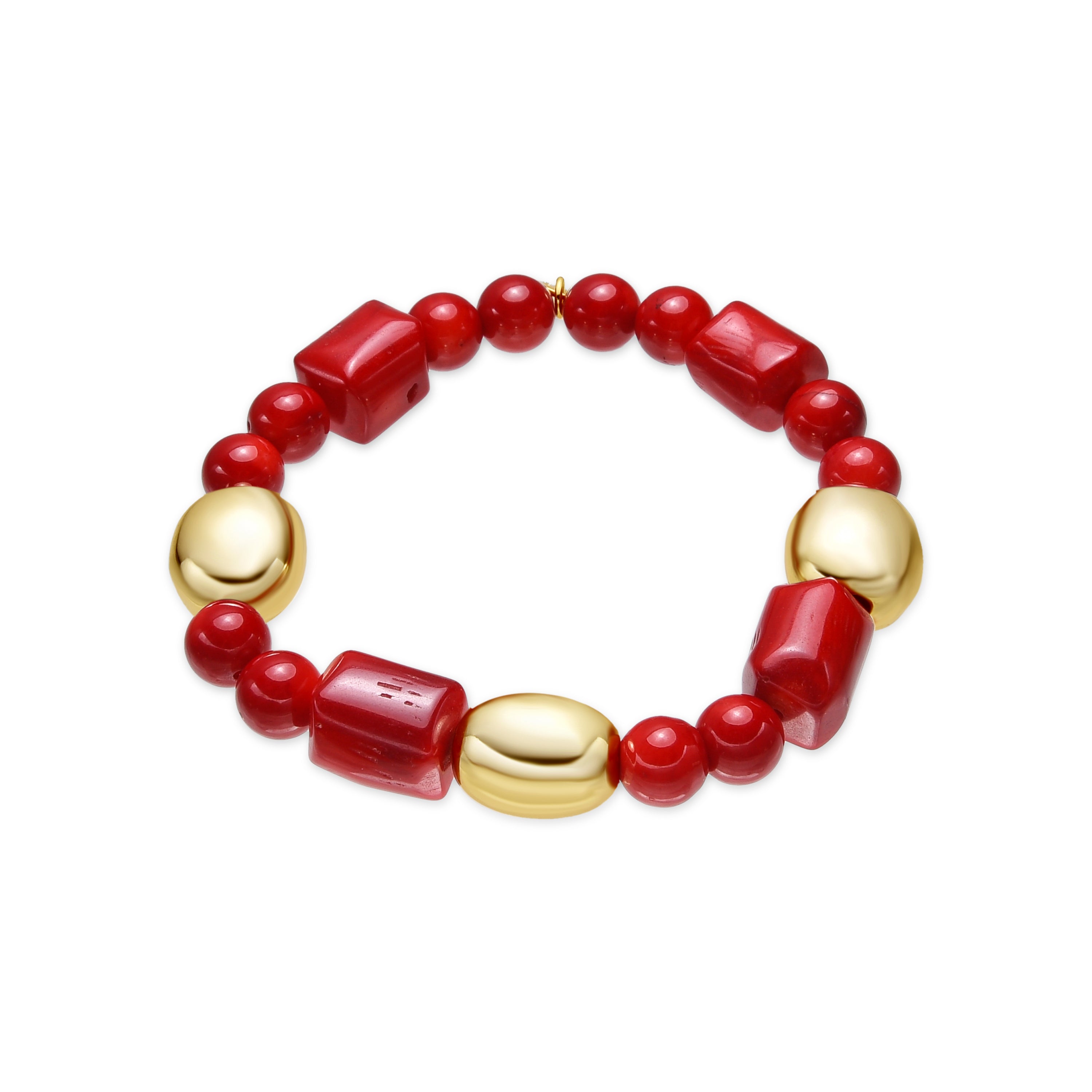 Caheart 925 Sterling Silver and Coral Bracelet with 18k Yellow Gold Finish
