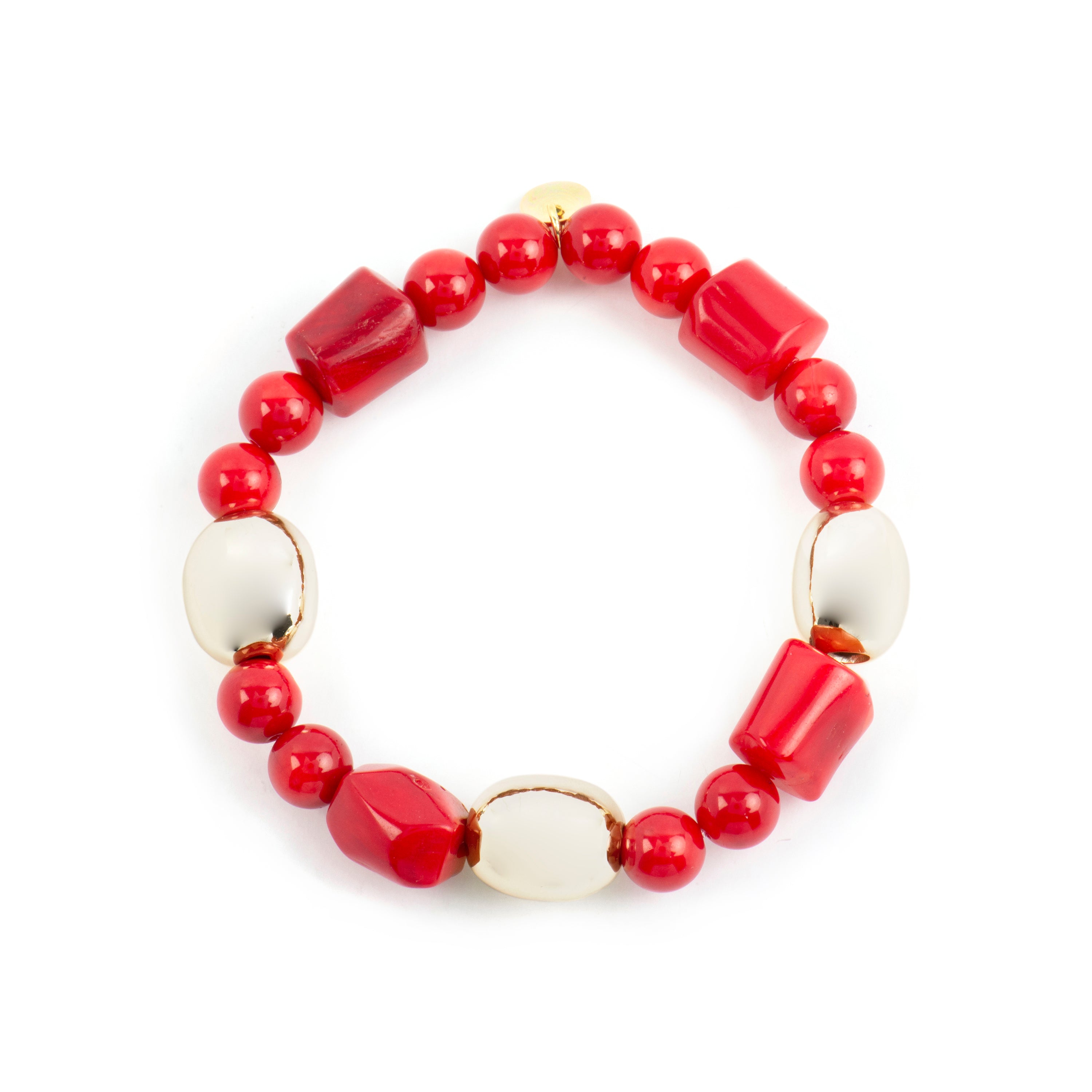 Caheart 925 Sterling Silver and Coral Bracelet with 18k Yellow Gold Finish