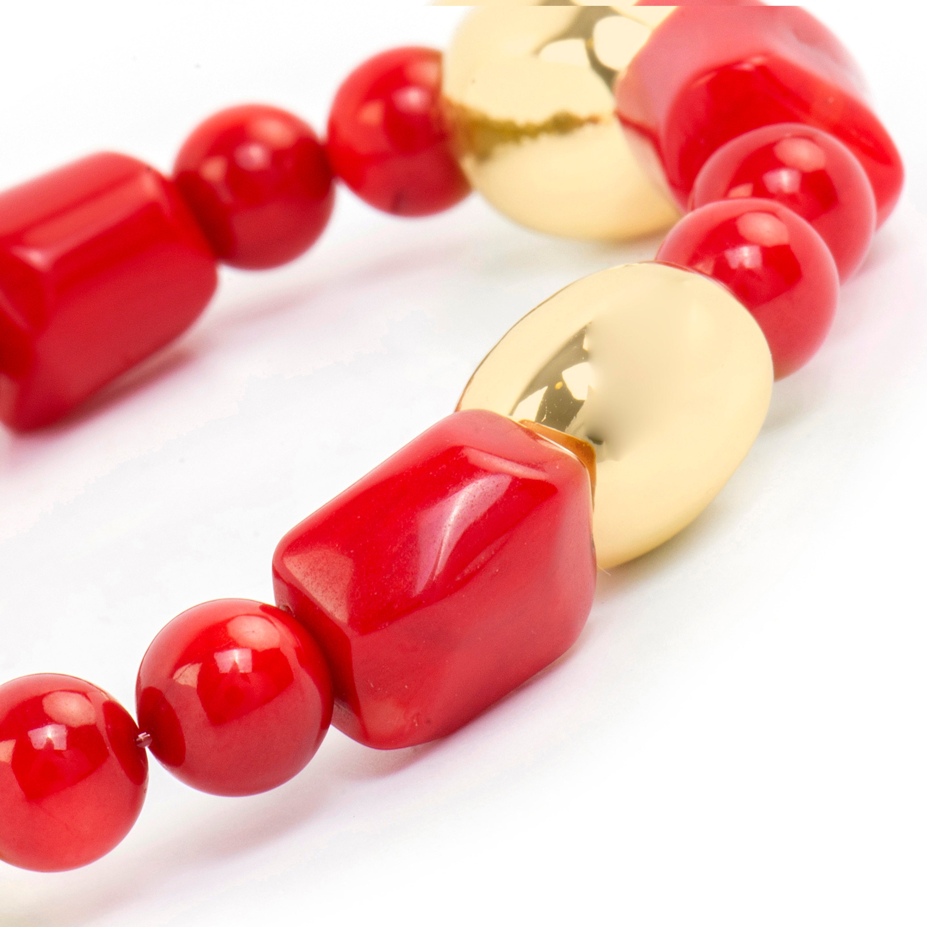 Caheart 925 Sterling Silver and Coral Bracelet with 18k Yellow Gold Finish