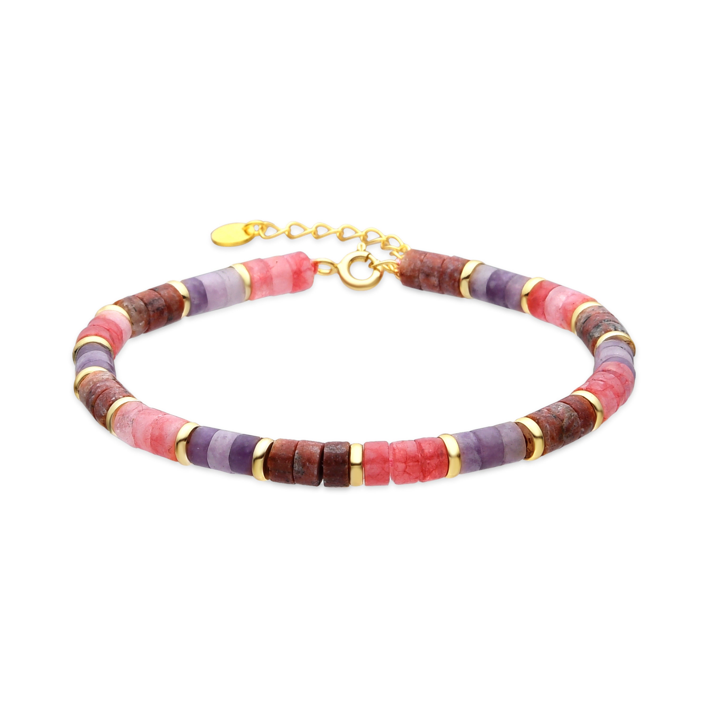 925 Sterling Silver and Natural Amethyst Bracelet with 18k Yellow Gold Finish - Abolg