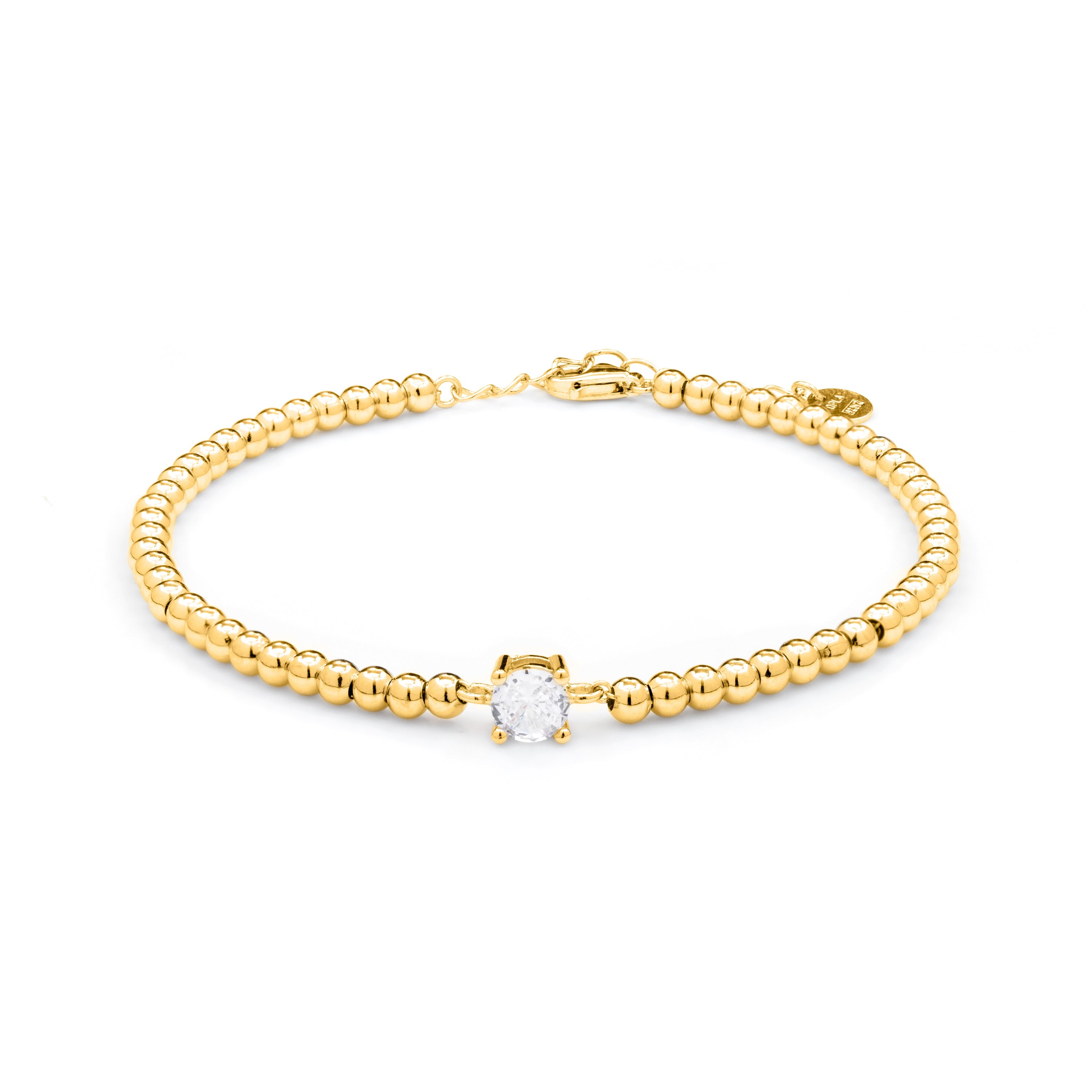 925 Sterling Silver Bracelet with Brilliant Zirconia finished in 18K Yellow Gold - Ruza